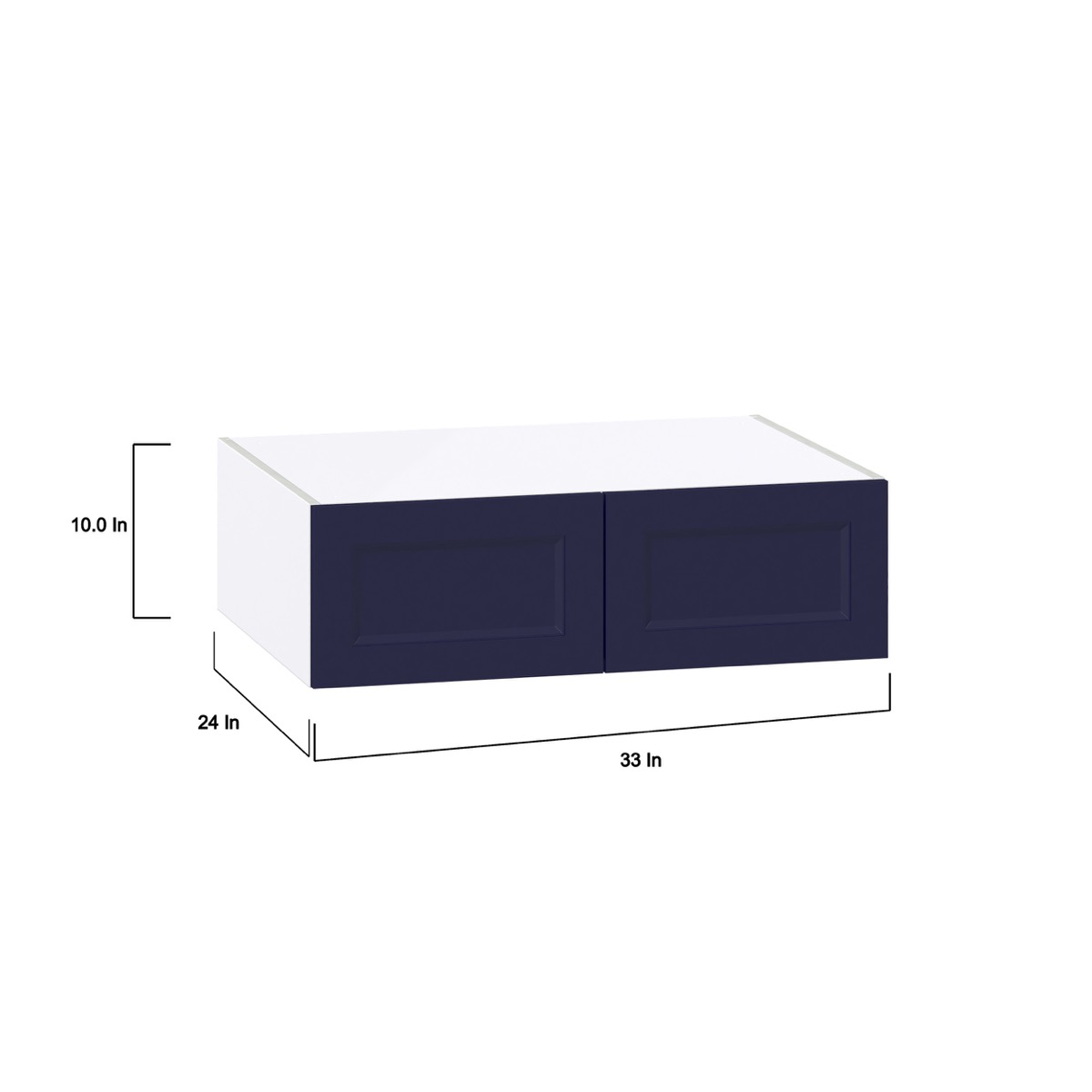 Camellia Painted Midnight Blue Recessed Assembled Full High Door Deep Wall Bridge  Cabinet (33 in. W X 10 in. H X 24 in. D)