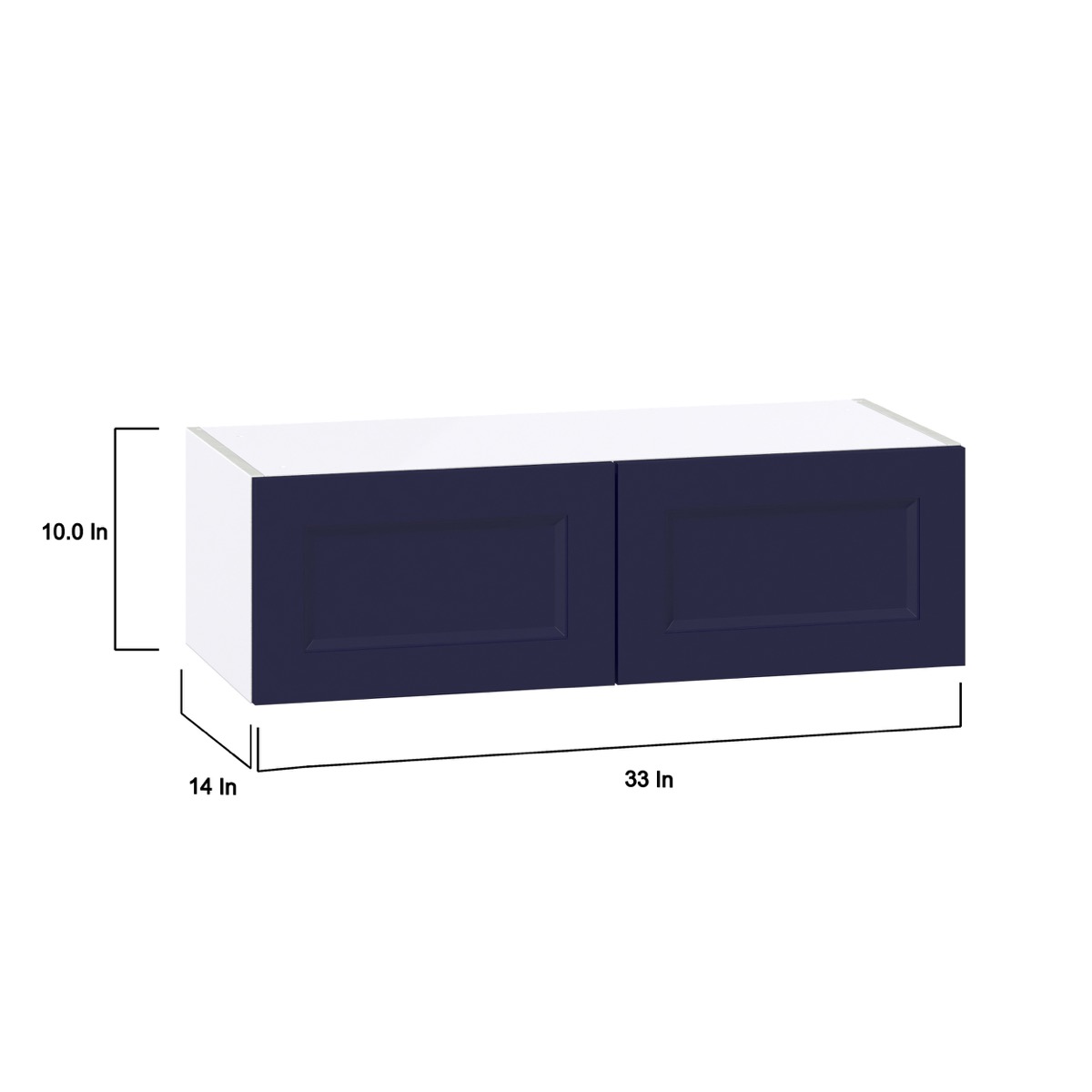 Camellia Painted Midnight Blue Recessed Assembled Wall Bridge  Cabinet (33 in. W X 10 in. H X 14 in. D)