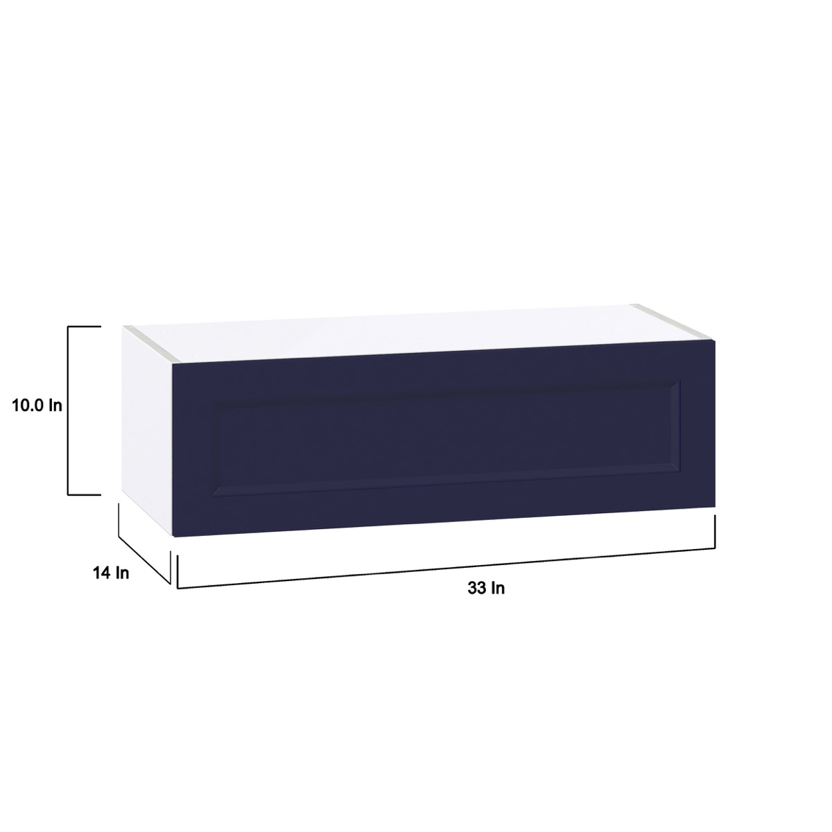 Camellia Painted Midnight Blue Recessed Assembled Wall Bridge  Cabinet with Lift Up Door (33 in. W X 10 in. H X 14 in. D)