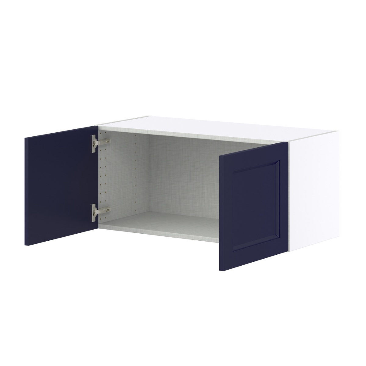 Camellia Painted Midnight Blue Recessed Assembled Wall Bridge  Cabinet (33 in. W X 15 in. H X 14 in. D)