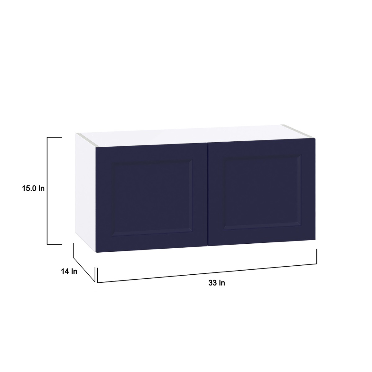 Camellia Painted Midnight Blue Recessed Assembled Wall Bridge  Cabinet (33 in. W X 15 in. H X 14 in. D)