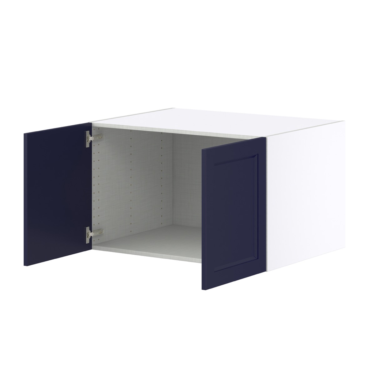 Camellia Painted Midnight Blue Recessed Assembled Deep Wall Bridge  Cabinet (33 in. W X 15 in. H X 24 in. D)