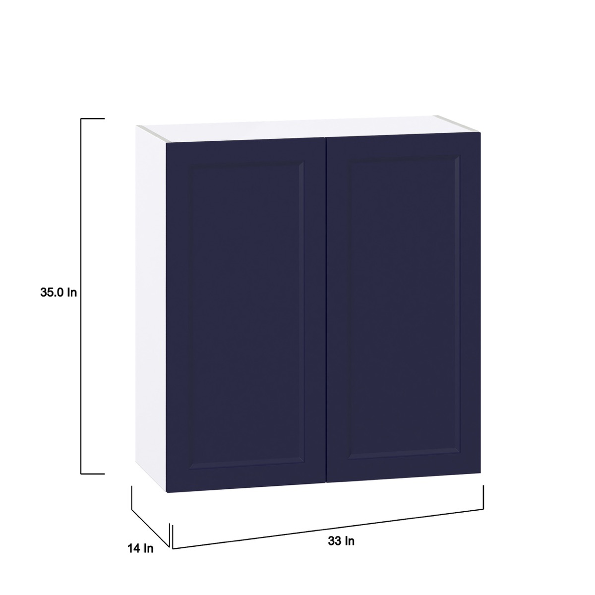 Camellia Painted Midnight Blue Recessed Assembled Wall  Cabinet (33 in. W X 35 in. H X 14 in. D)