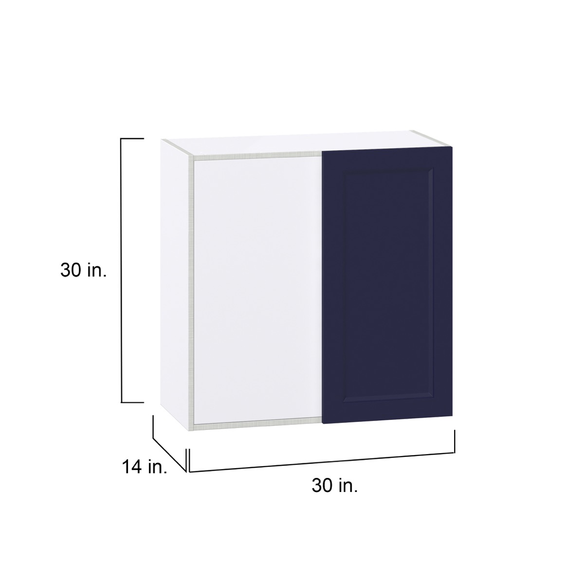 Camellia Painted Midnight Blue Recessed Assembled Wall Blind Corner  Cabinet (30 in. W X 30 in. H X 14 in. D)