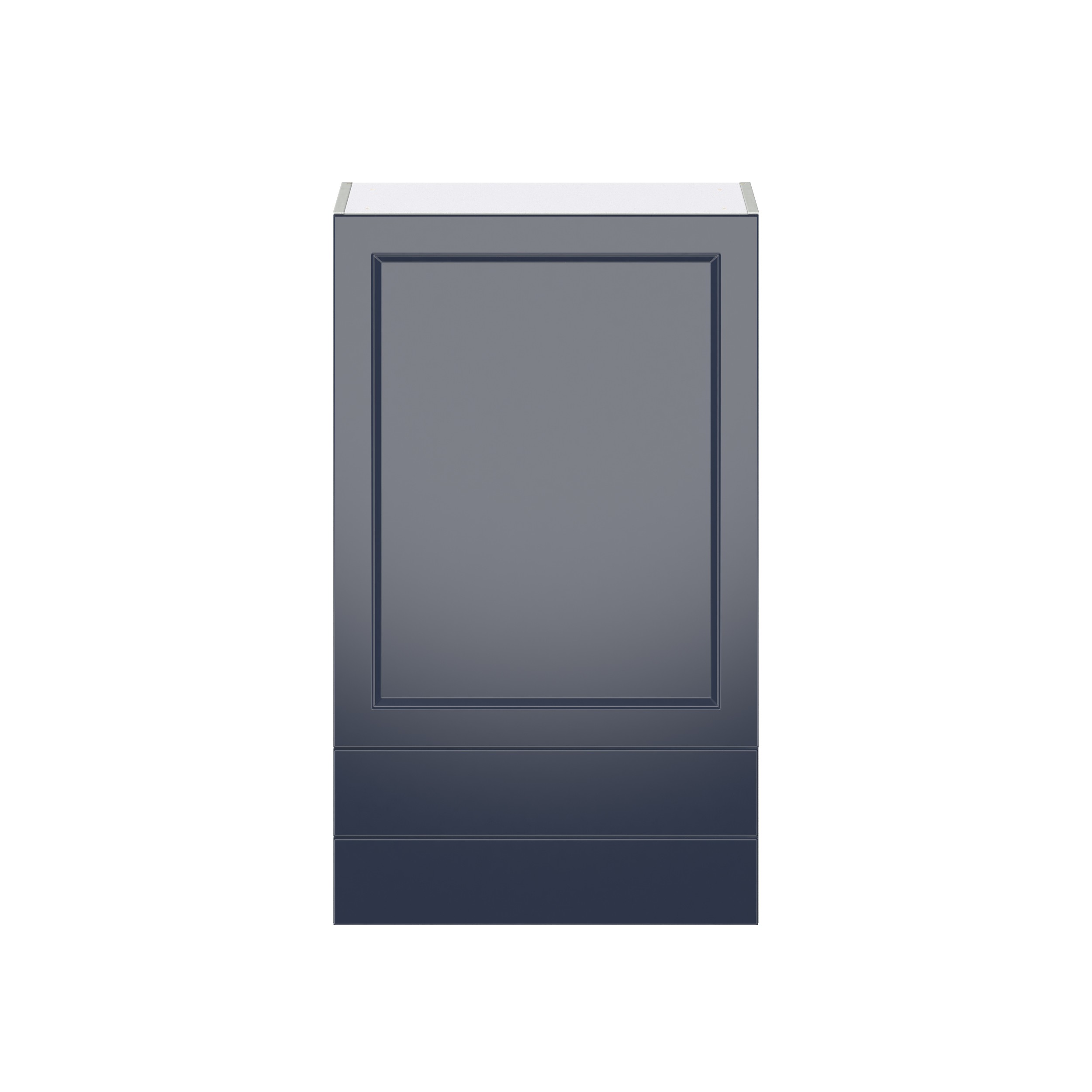 Camellia Painted Midnight Blue Recessed Assembled Wall Cabinet with a Door and Two 5 in. Drawers (24 in. W x 40 in. H x 14 in. D)