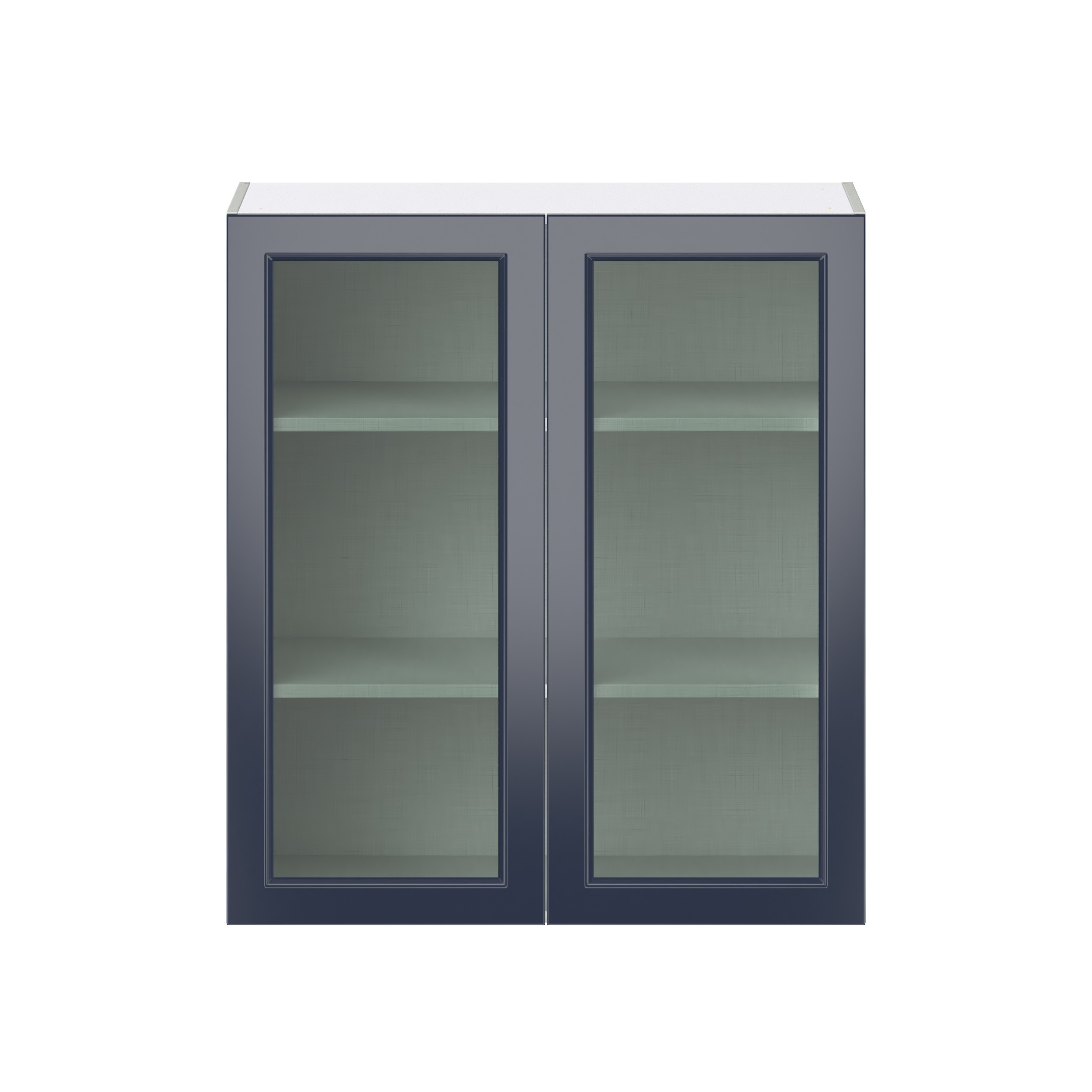 Camellia Painted Midnight Blue Recessed Assembled Wall Cabinet with 2 Glass Door (36 in. W x 40 in. H x 14 in. D)
