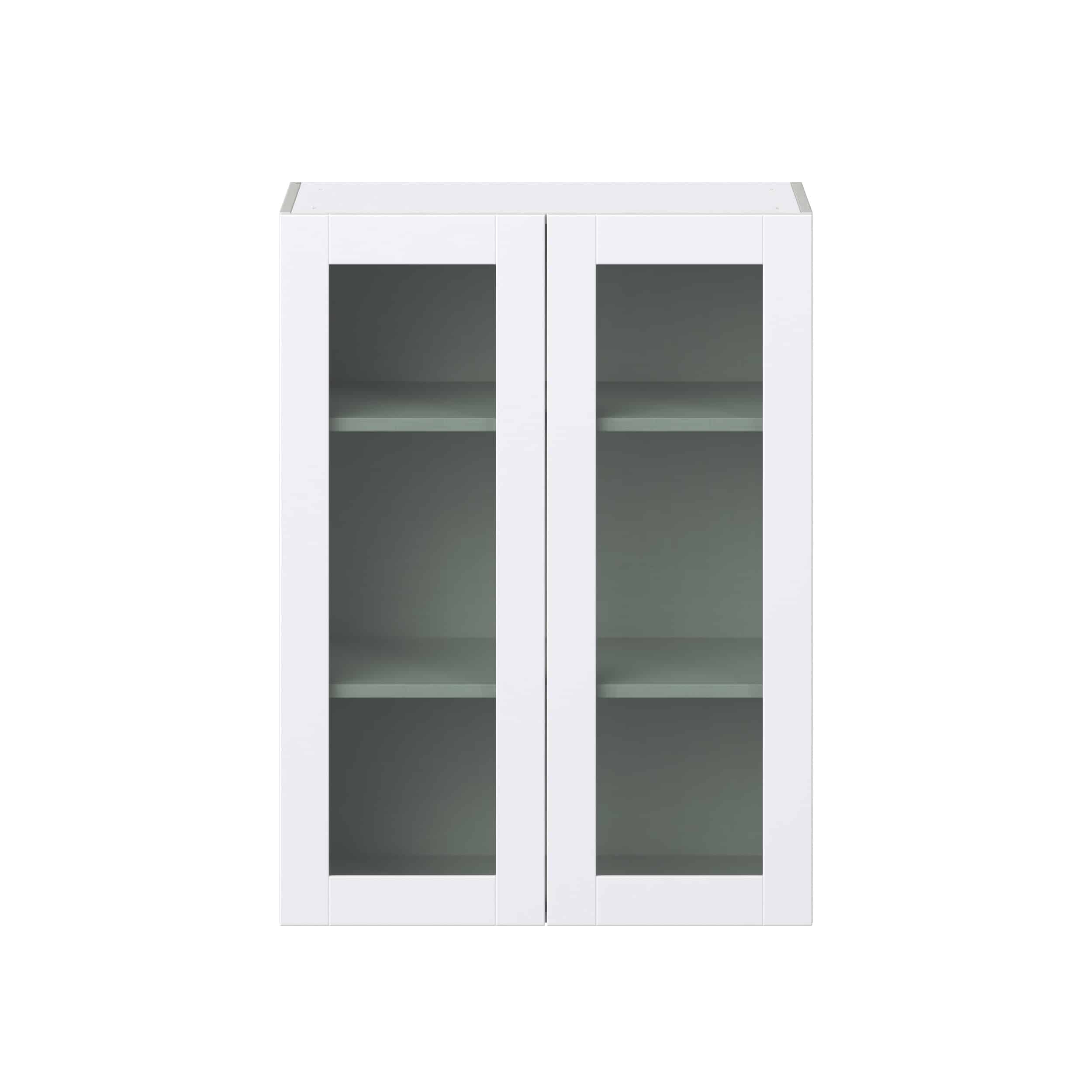 Bright White Shaker Bright White Assembled Wall Cabinet with 2 Glass Door (30 in. W x 40 in. H x 14 in. D)