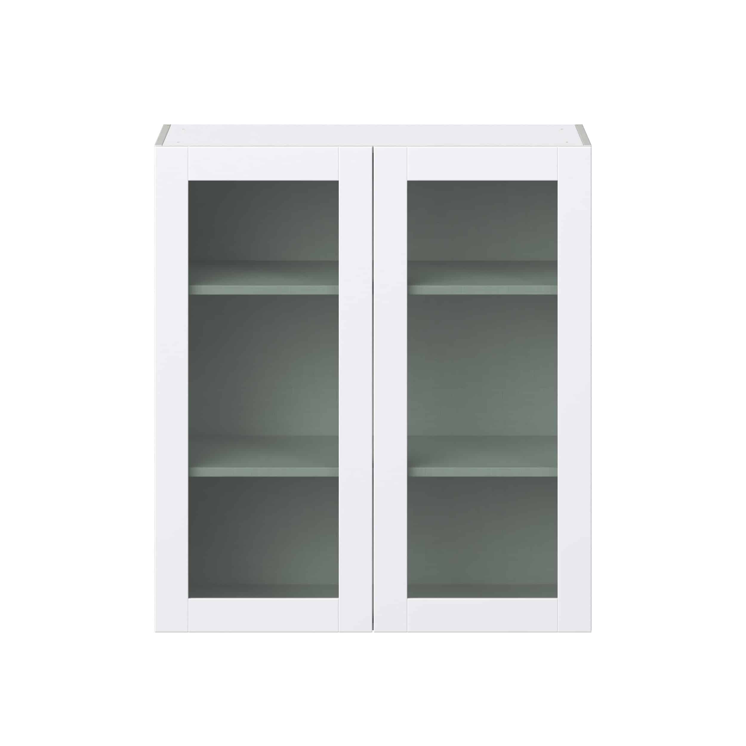 Bright White Shaker Bright White Assembled Wall Cabinet with 2 Glass Door (36 in. W x 40 in. H x 14 in. D)