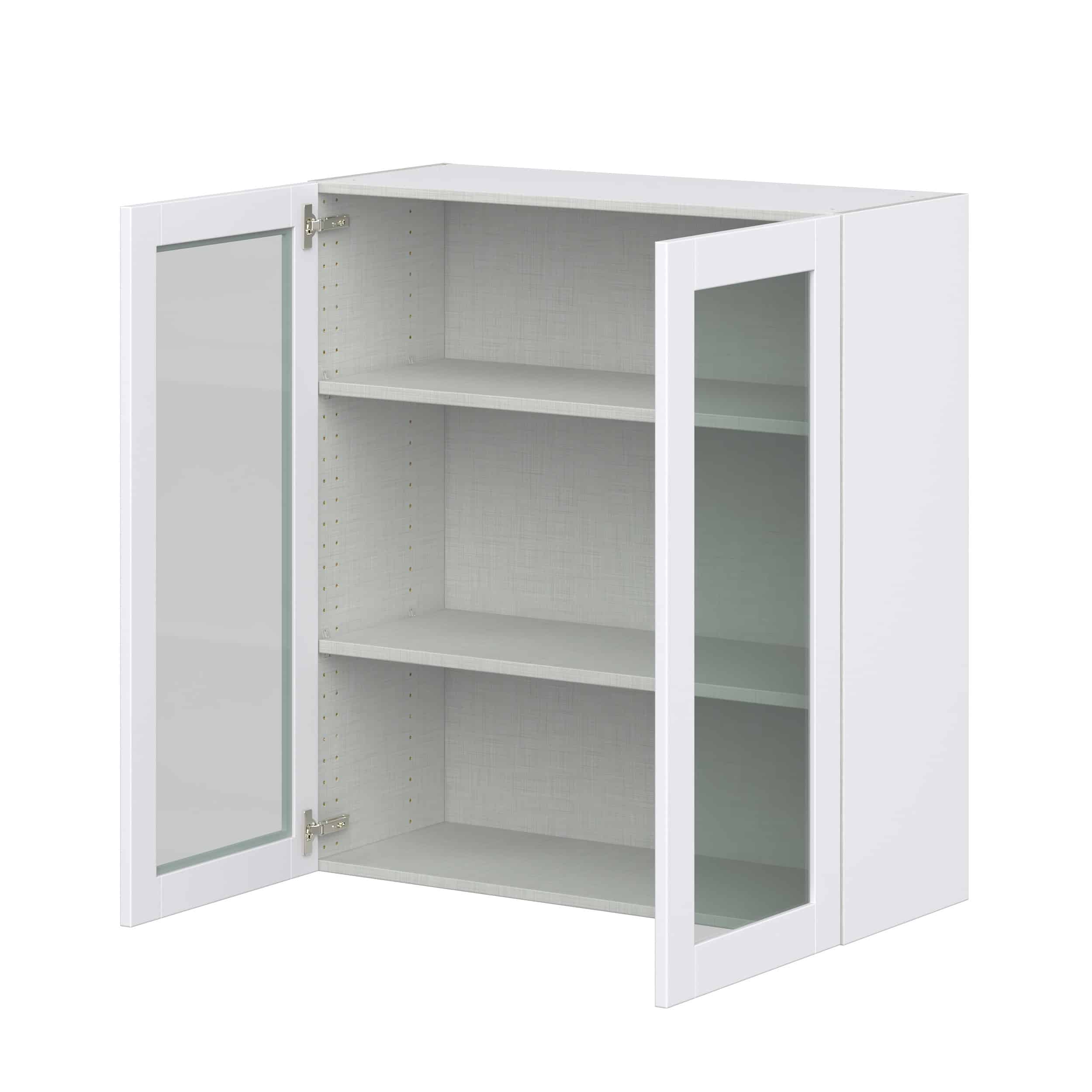 Bright White Shaker Bright White Assembled Wall Cabinet with 2 Glass Door (36 in. W x 40 in. H x 14 in. D)