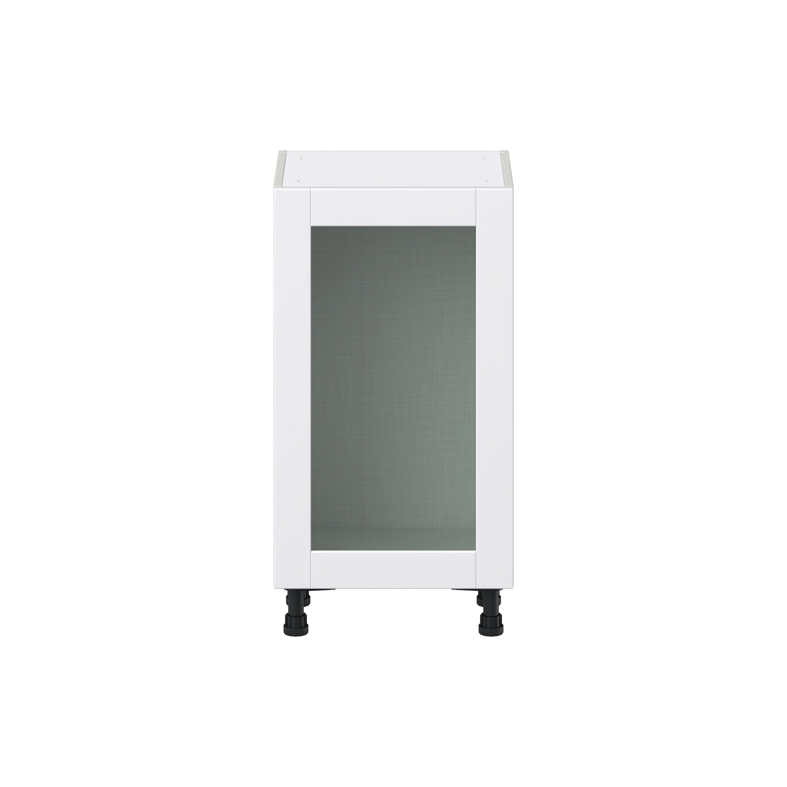 Bright White  Shaker Assembled Shallow Base  Cabinet with a Full High Glass Door (18 in. W x 34.5 in. H x 14 in. D)