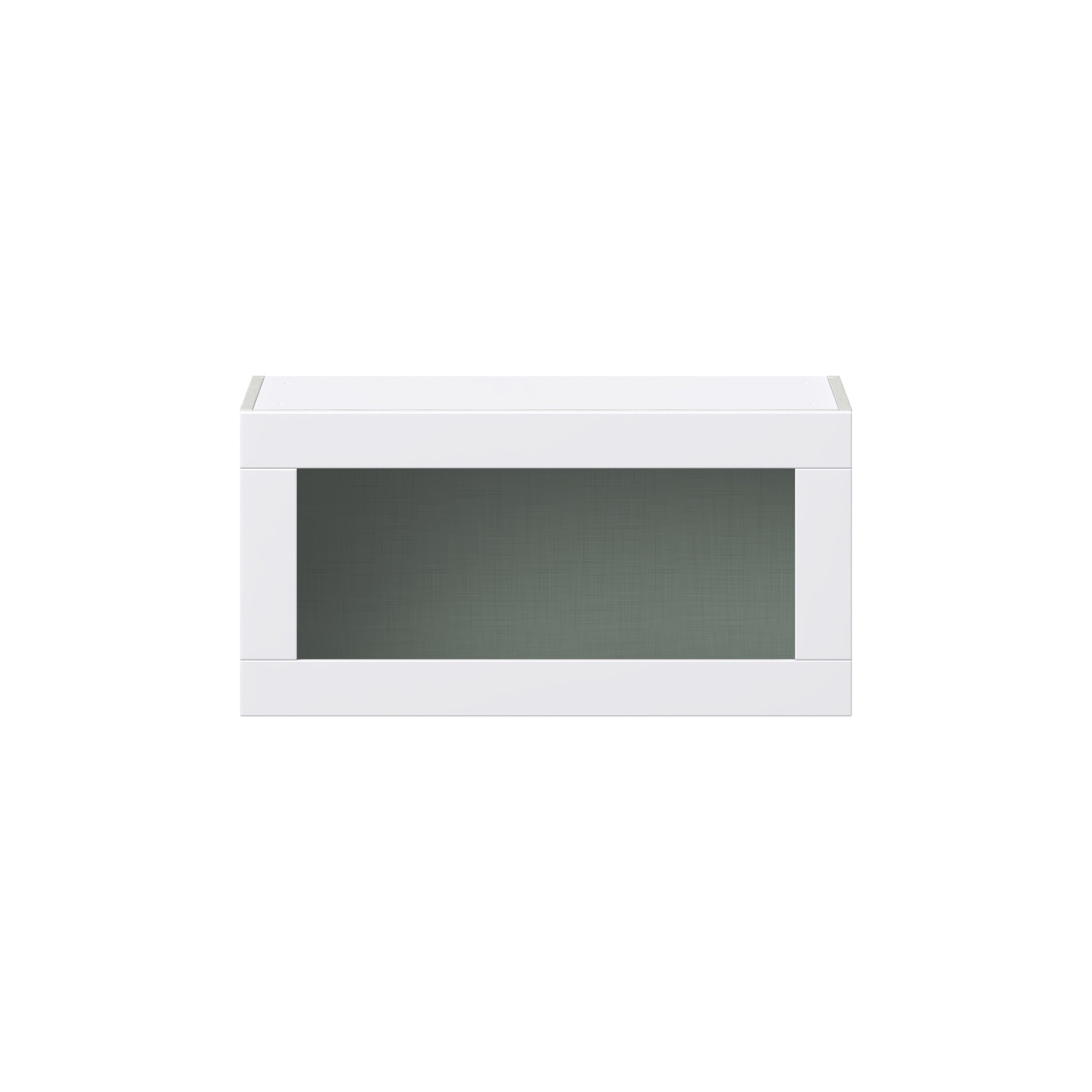 Bright White Assembled Wall Bridge  Cabinet with Lift Up Glass Door (30 in. W x 15 in. H x 14 in. D)