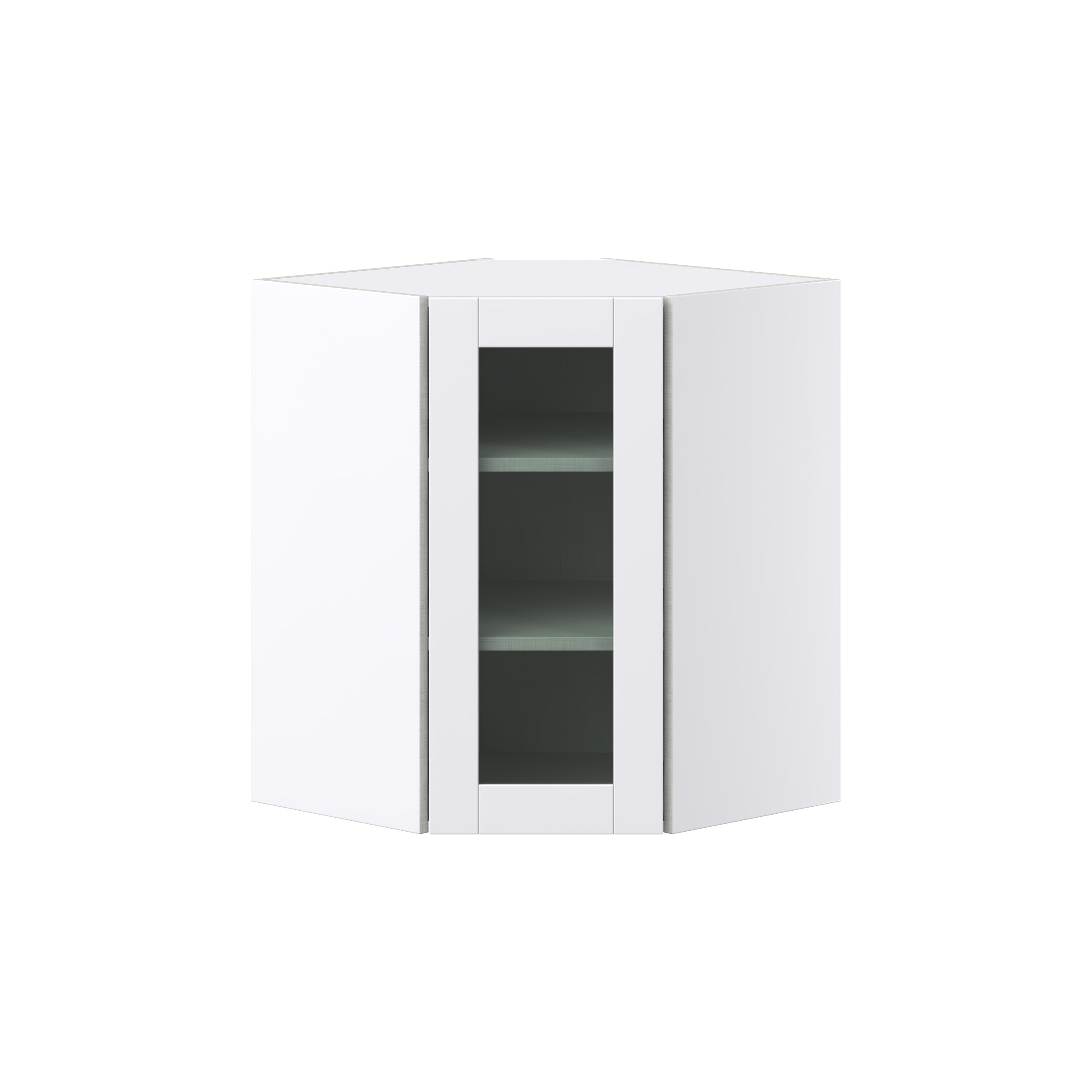 Bright White Assembled Corner Wall  Cabinet with a Glass Door (24 in. W x 30 in. H x 24 in. D)