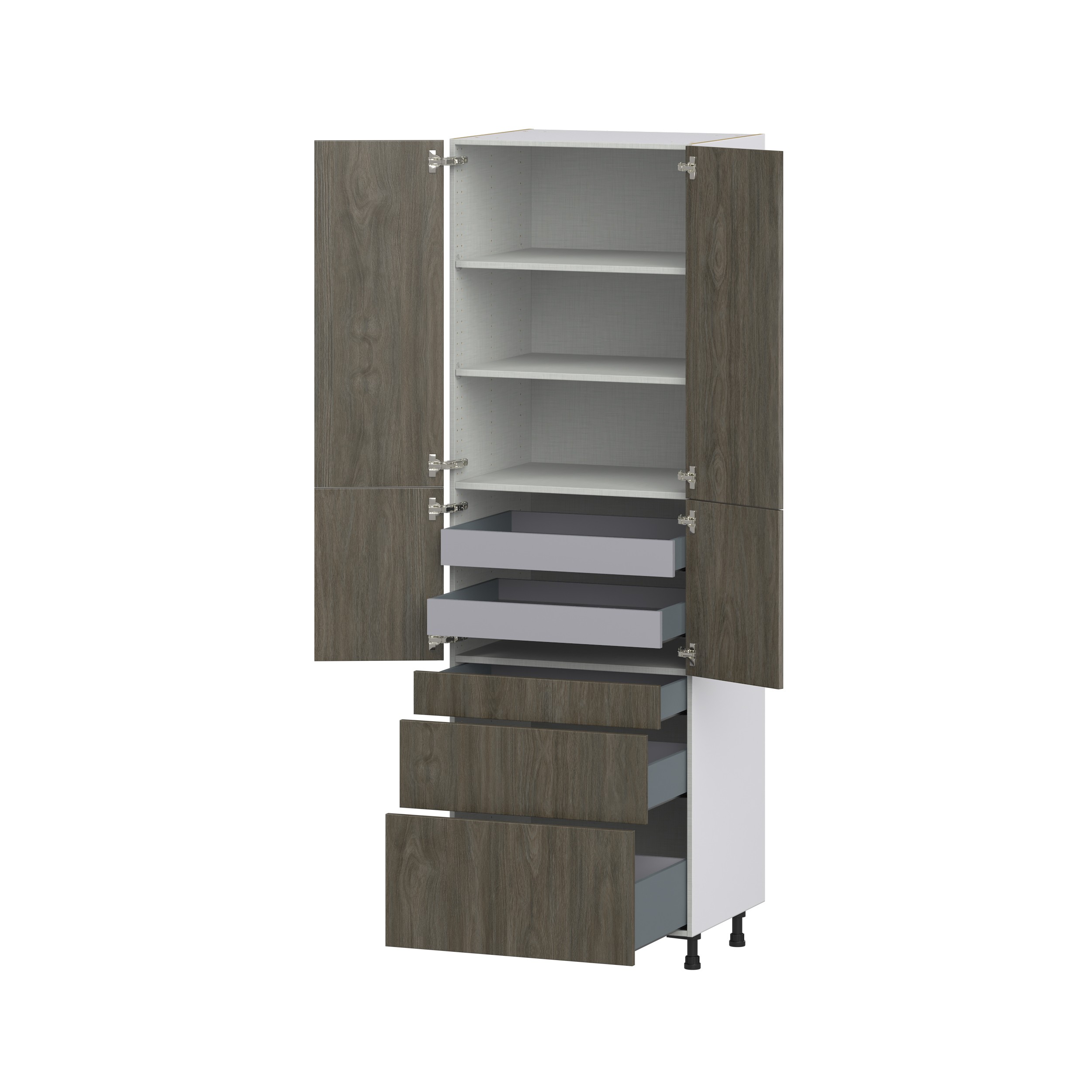 Cordyline Textured Slab Walnut Assembled Pantry Cabinet with 3 Drawers and 2 Inner Drawers (30 in. W x 94.5 in. H x 24 in. D)