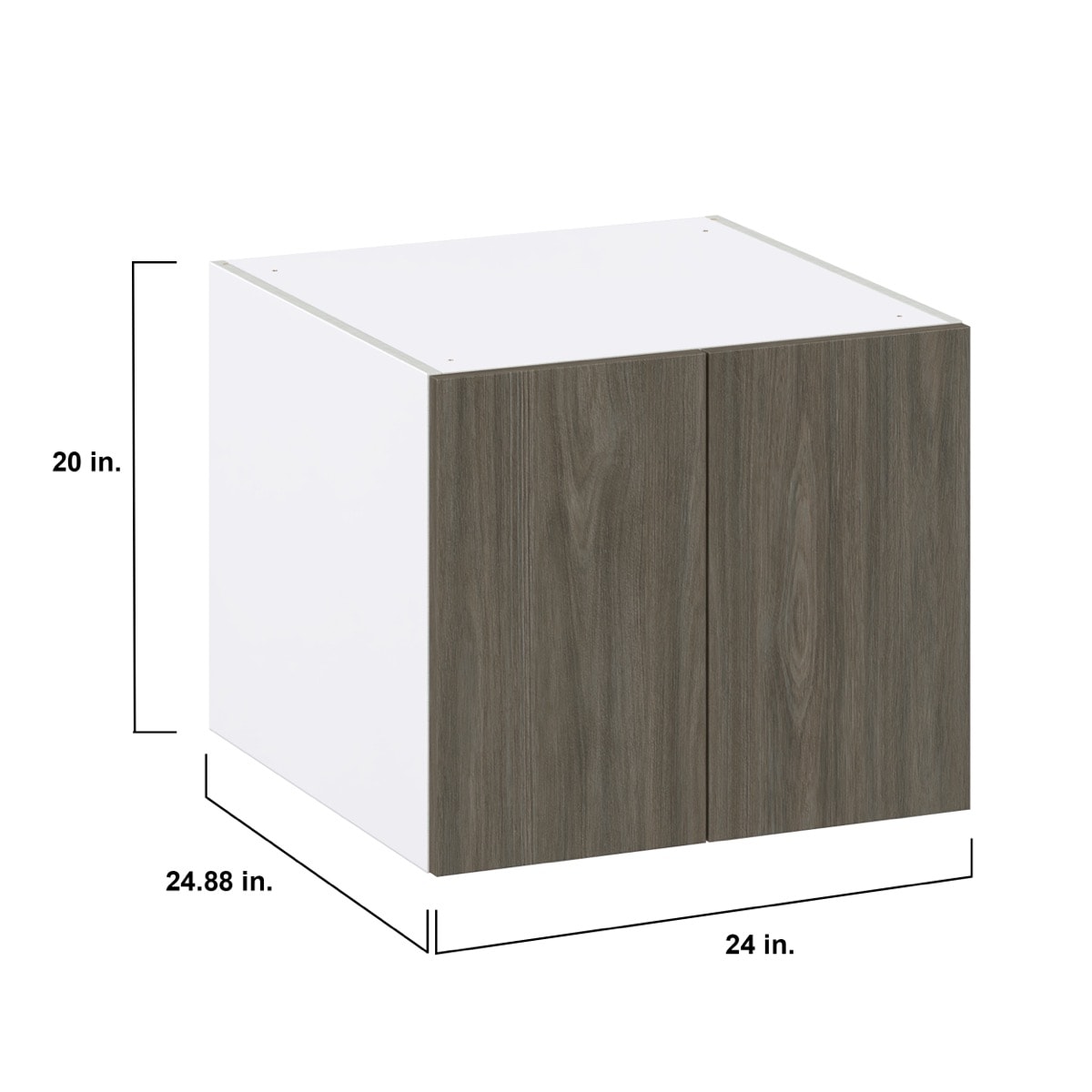 Cordyline Textured Slab Walnut Assembled Wall  Cabinet with 2 Full High Doors (24 in. W X 20 in. H X 24 in. D)