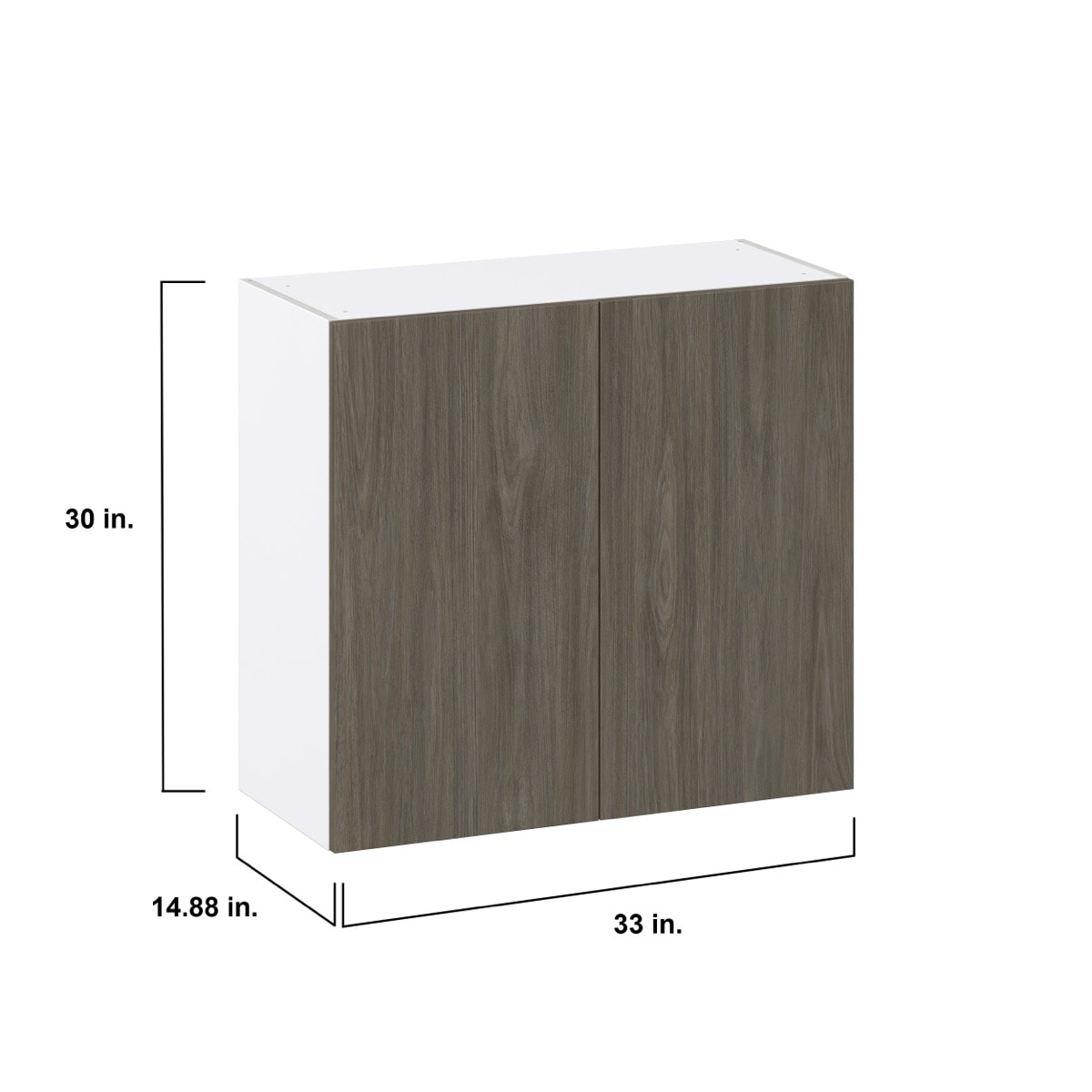 Cordyline Textured Slab Walnut Assembled Wall  Cabinet (33 in. W X 30 in. H X 14 in. D)