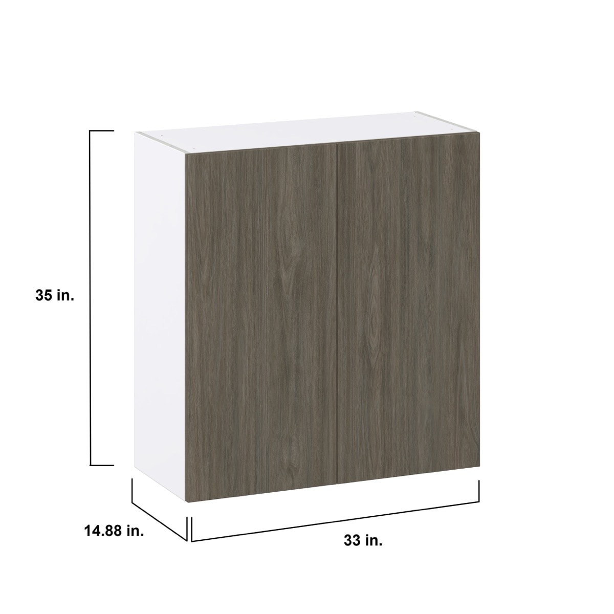 Cordyline Textured Slab Walnut Assembled Wall  Cabinet (33 in. W X 35 in. H X 14 in. D)