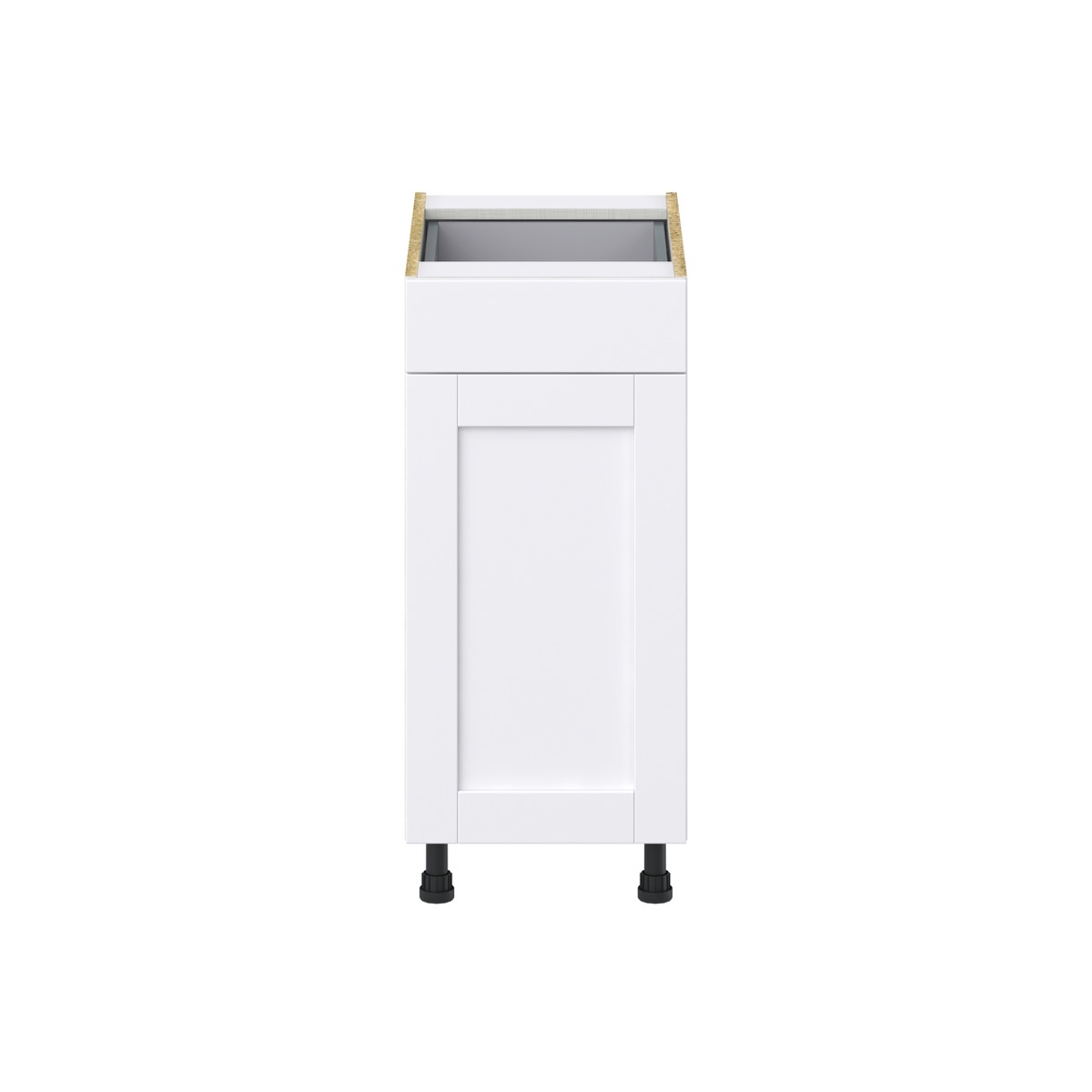 Dahlia Bright White  Shaker Assembled Base Cabinet with 1 Door and 1 Drawer (15 in. W x 34.5 in. H x 24 in. D)