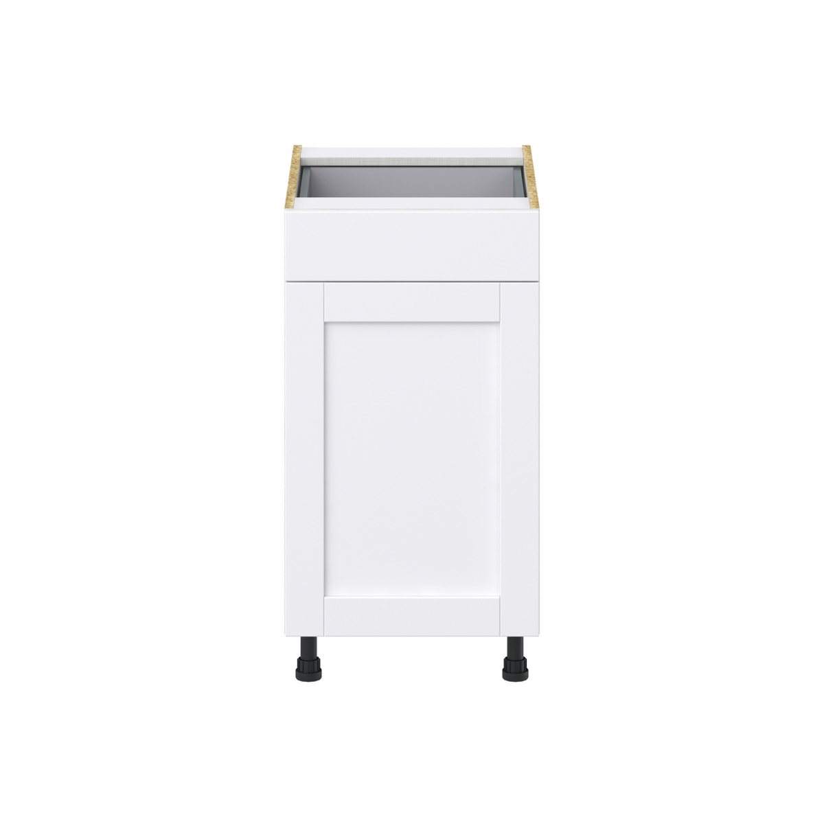 Dahlia Bright White  Shaker Assembled Base Cabinet with 1 Door and 1 Drawer (18 in. W x 34.5 in. H x 24 in. D)