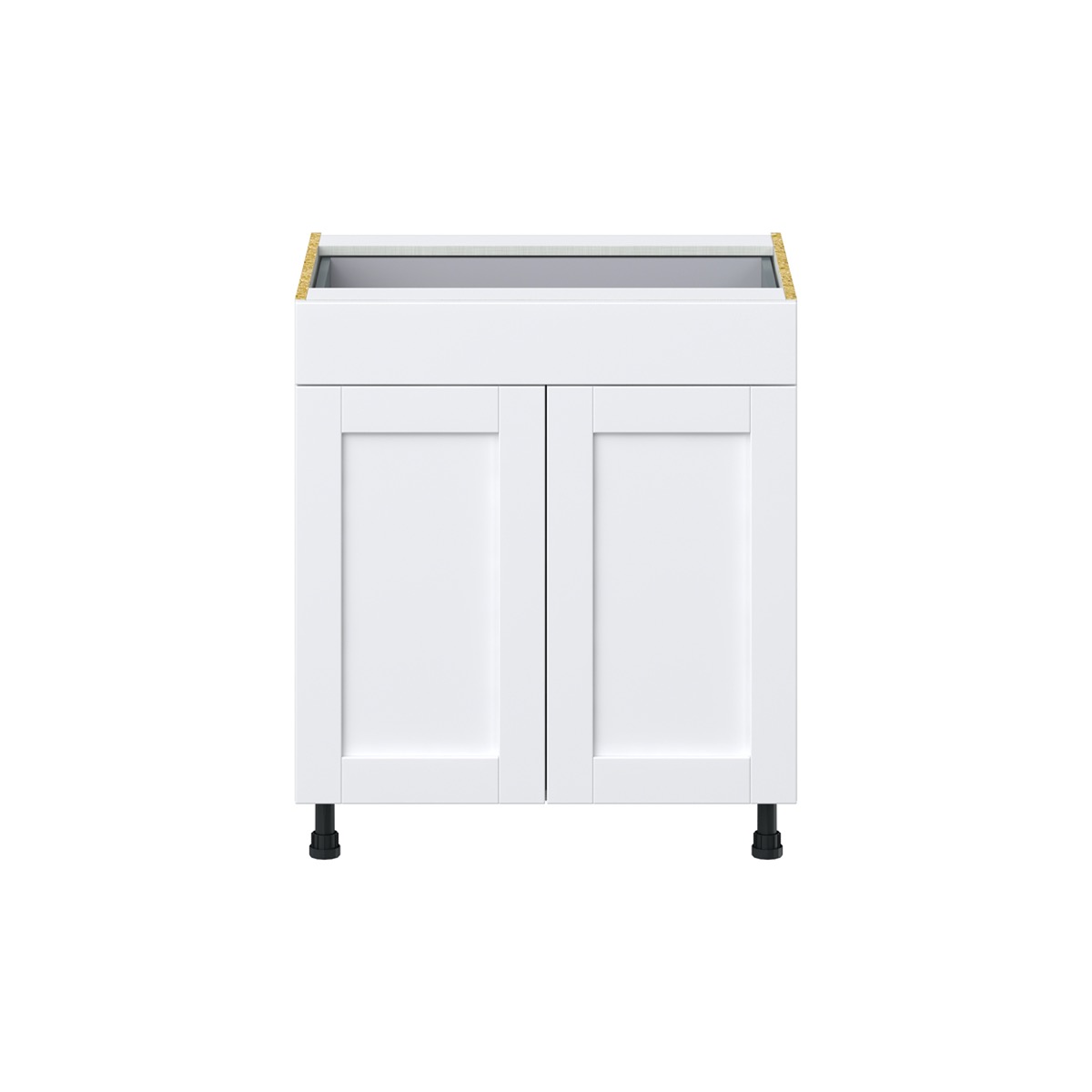 Dahlia Bright White  Shaker Assembled Base Cabinet with 2  Doors and a Drawer (30 in. W x 34.5 in. H x 24 in. D)