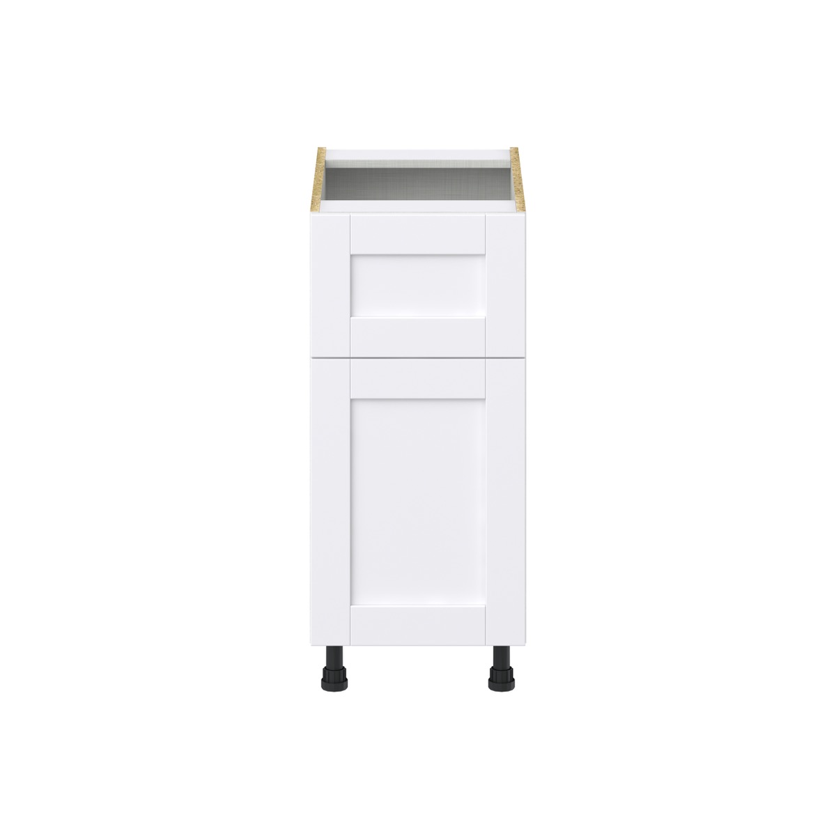 Dahlia Bright White  Shaker Assembled Base Cabinet with 1 Door and 10 in. Drawer (15 in. W x 34.5 in. H x 24 in. D)