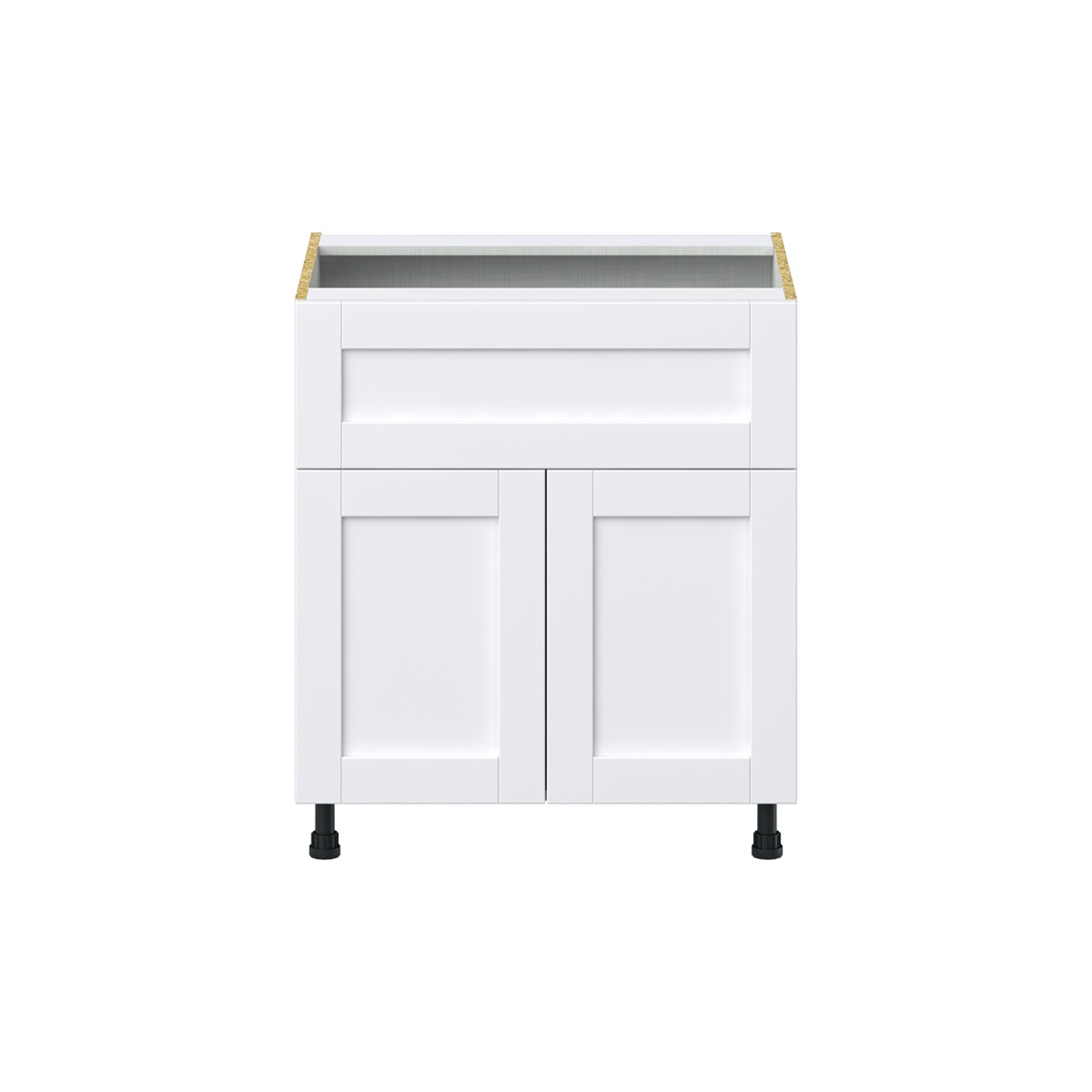 Dahlia Bright White  Shaker Assembled Base Cabinet with 1 Door and 10 in. Drawer (30 in. W x 34.5 in. H x 24 in. D)