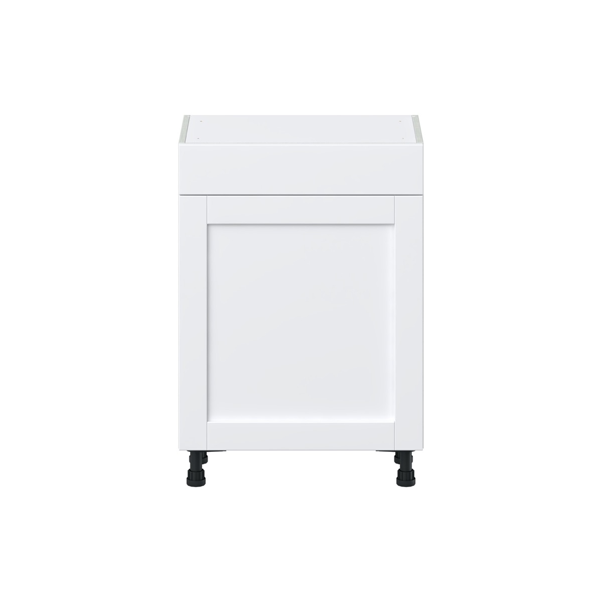 Dahlia Bright White  Shaker Assembled Shallow Base Cabinet with 1 Door and 1 Drawer (24 in. W x 34.5 in. H x 14 in. D)