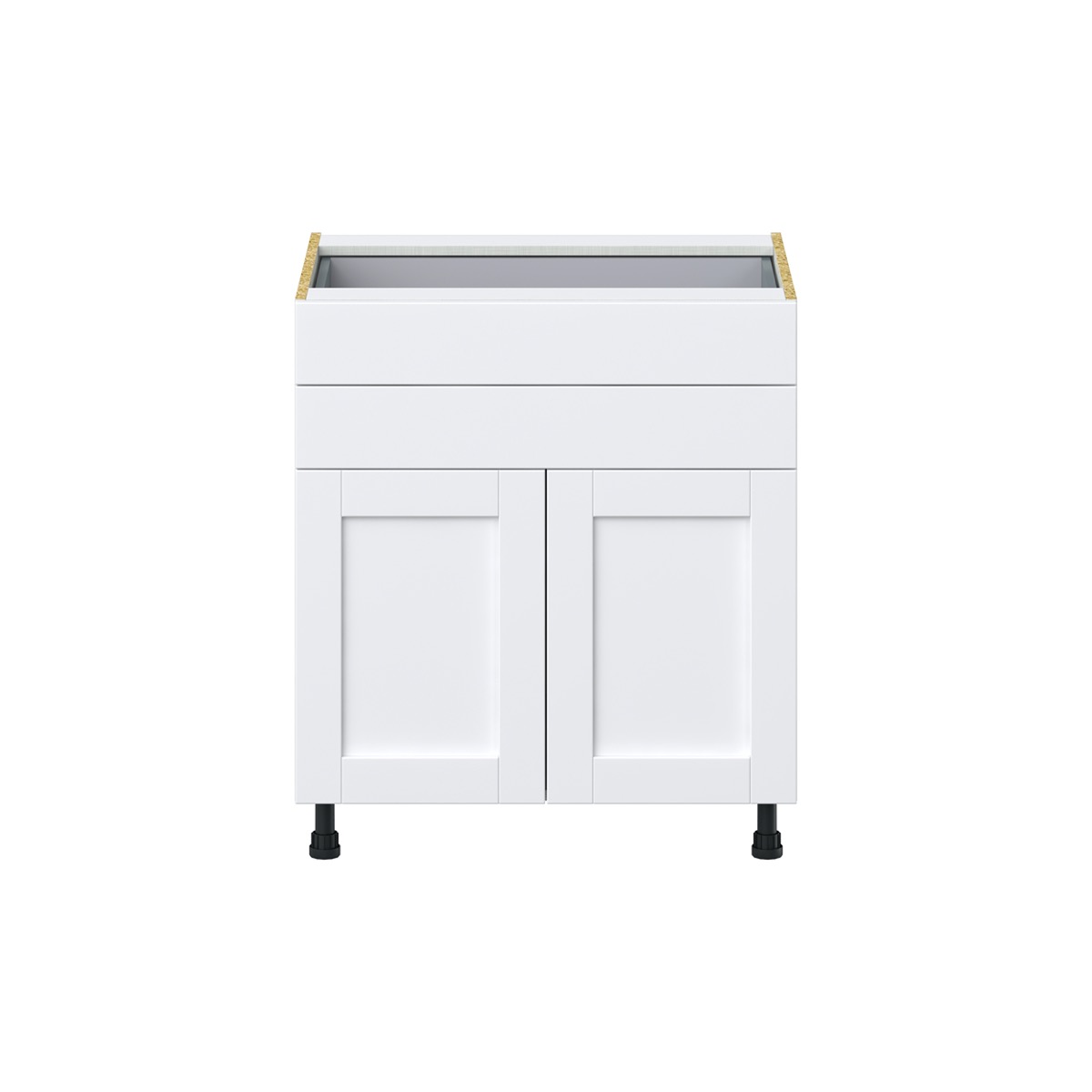 Dahlia Bright White  Shaker Assembled Base Cabinet with Two Doors and Two 5 in. Drawers (30 in. W x 34.5 in. H x 24 in. D)