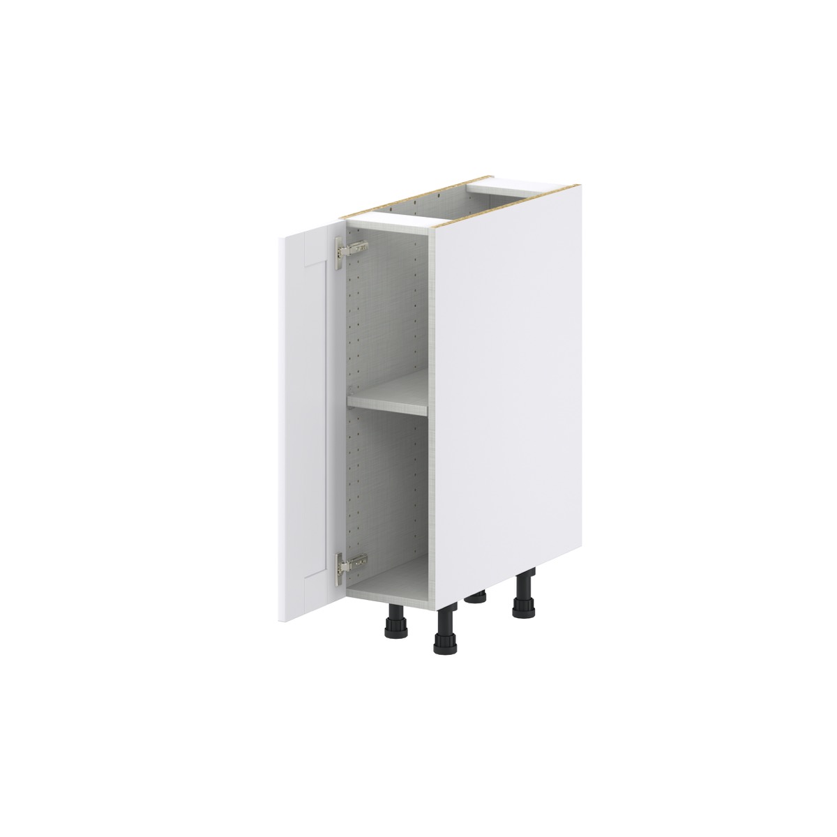 Dahlia Bright White  Shaker Assembled Base Cabinet with a Full High Door (9 in. W x 34.5 in. H x 24 in. D)