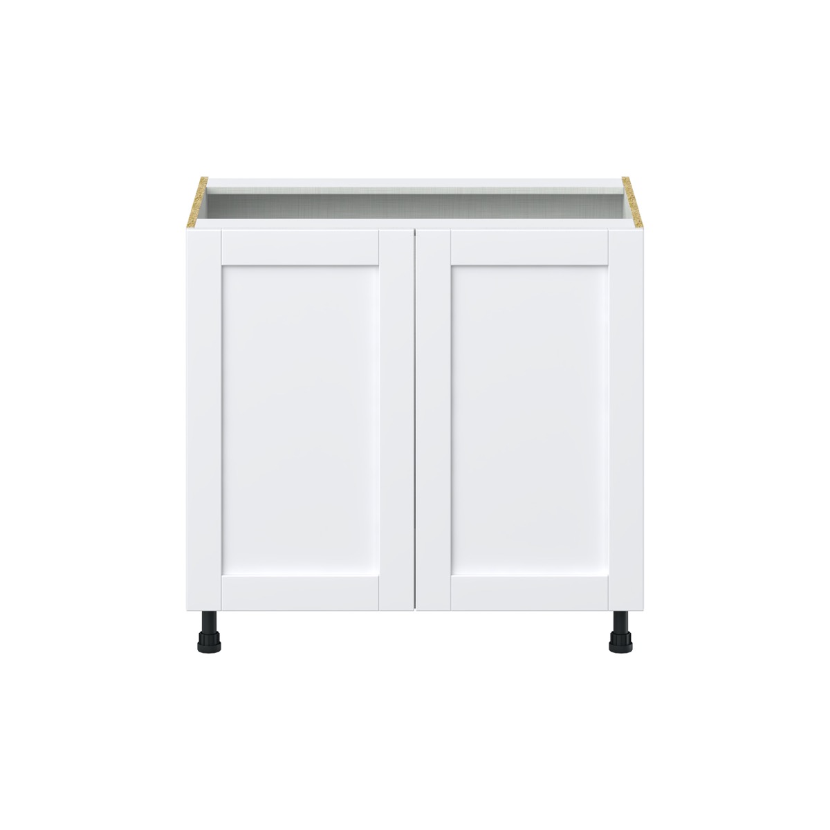 Dahlia Bright White  Shaker Assembled Base Cabinet with 2 Full High Doors (36 in. W x 34.5 in. H x 24 in. D)