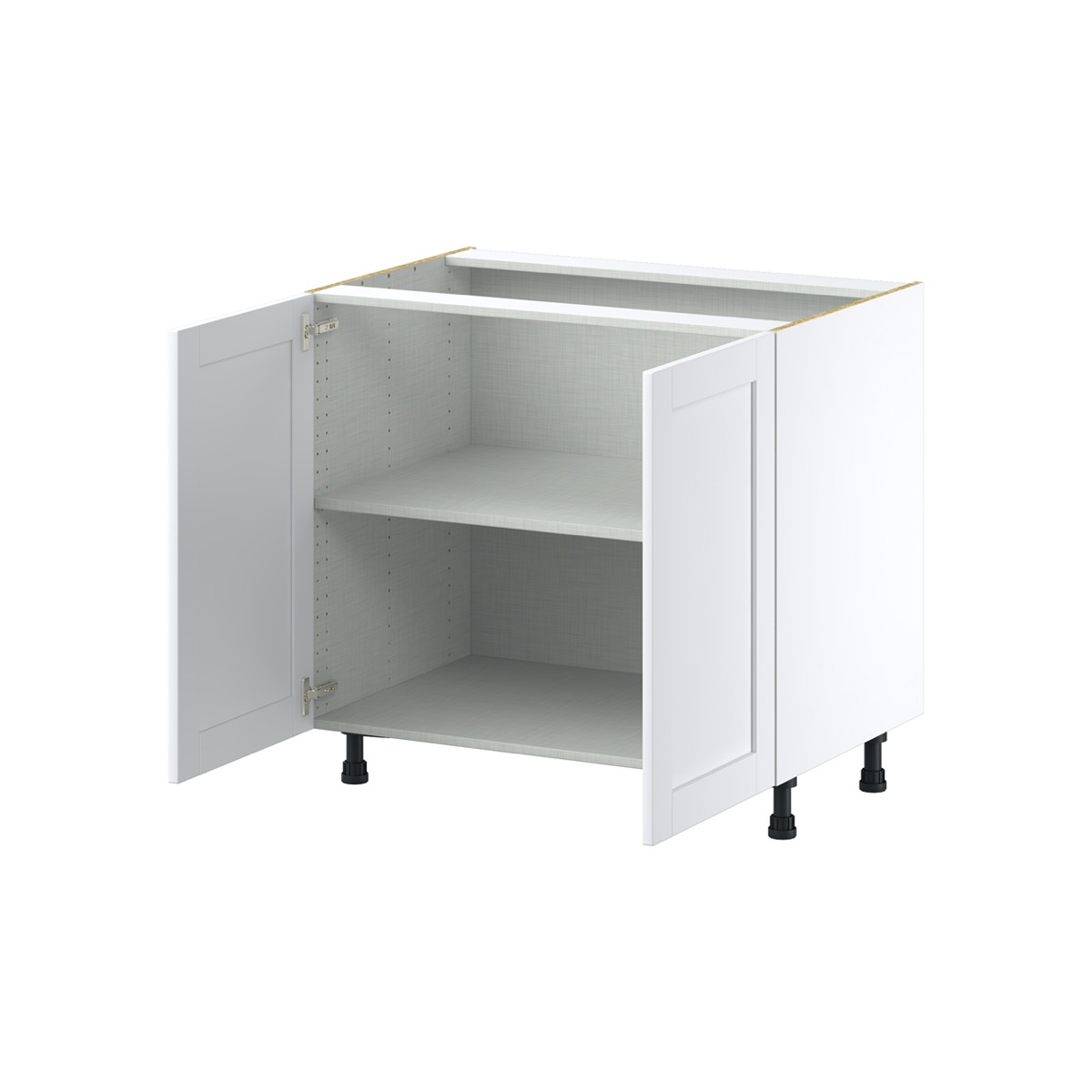 Dahlia Bright White  Shaker Assembled Base Cabinet with 2 Full High Doors (36 in. W x 34.5 in. H x 24 in. D)