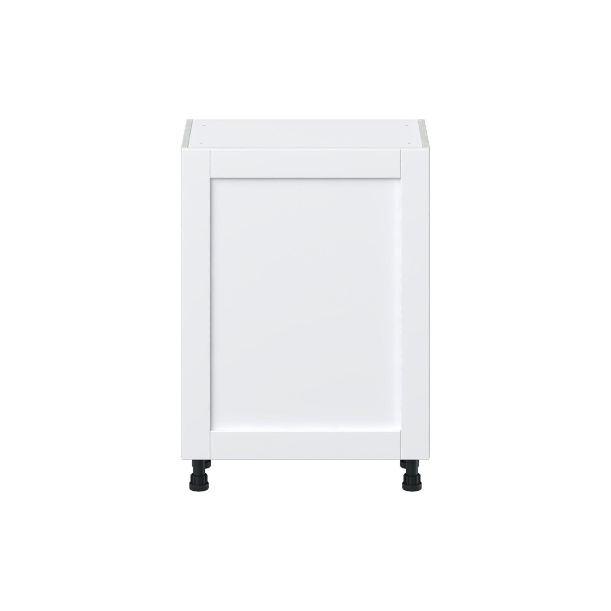 Dahlia Bright White  Shaker Assembled Shallow Base Cabinet with a Full High Door (24 in. W x 34.5 in. H x 14 in. D)