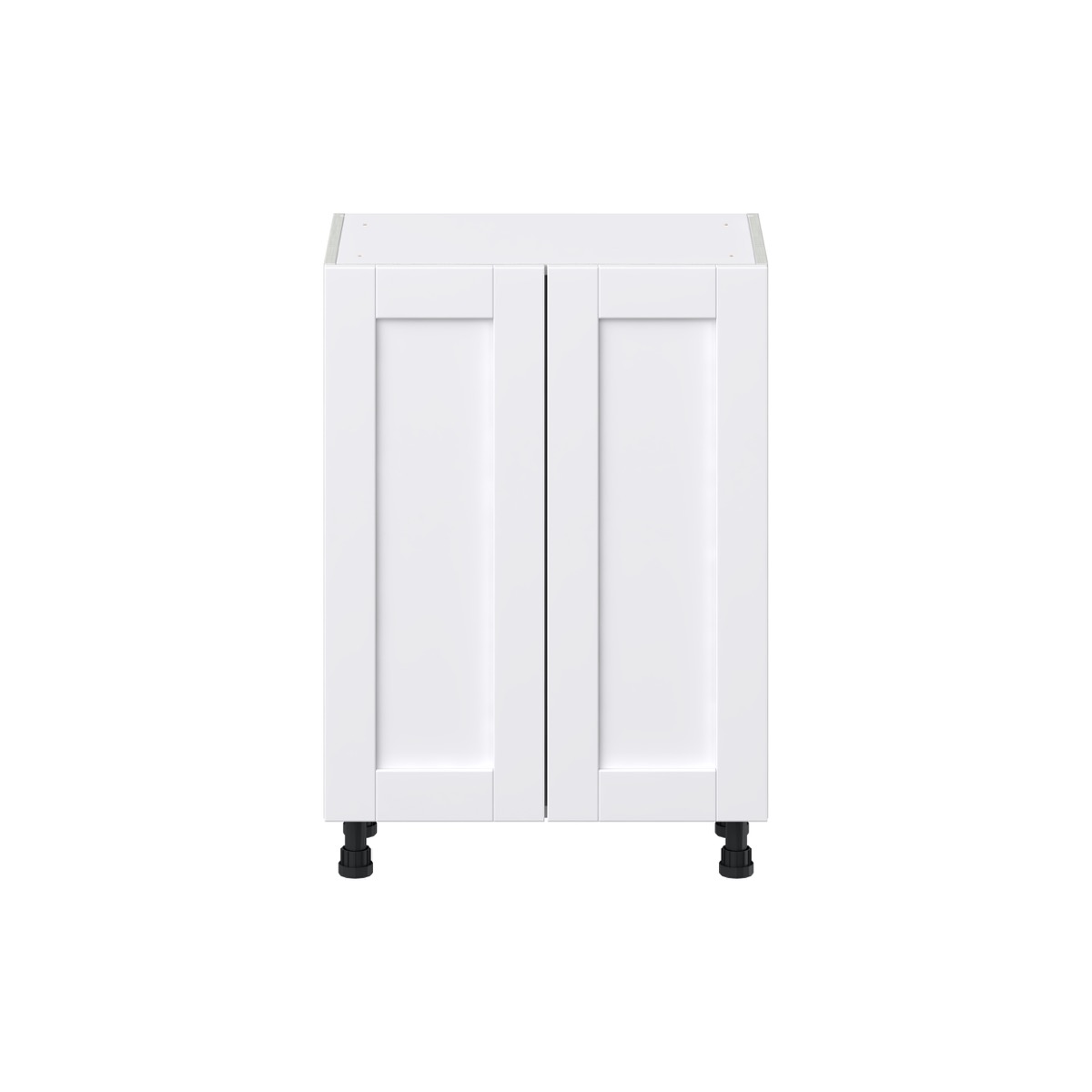 Dahlia Bright White  Shaker Assembled Shallow Base Cabinet with 2 Full High Doors (24 in. W x 34.5 in. H x 14 in. D)