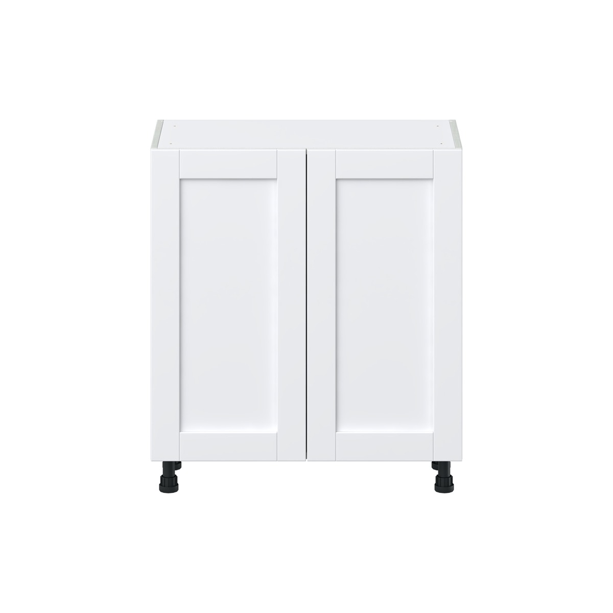 Dahlia Bright White  Shaker Assembled Shallow Base Cabinet with 2 Full High Doors (30 in. W x 34.5 in. H x 14 in. D)