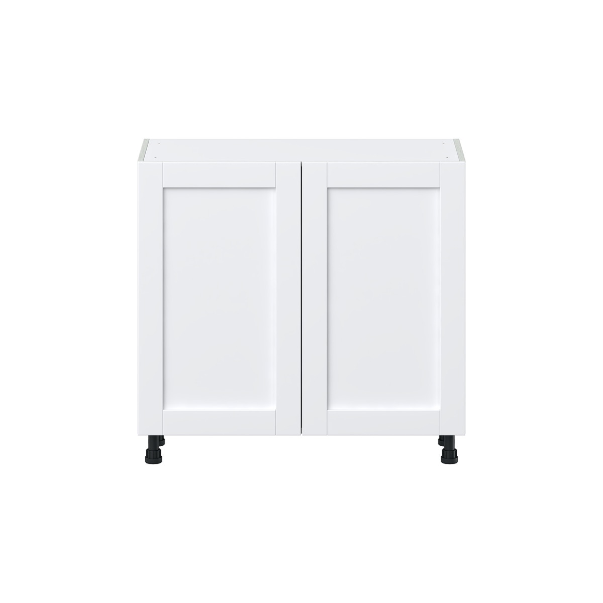 Dahlia Bright White  Shaker Assembled Shallow Base Cabinet with 2 Full High Doors (36 in. W x 34.5 in. H x 14 in. D)