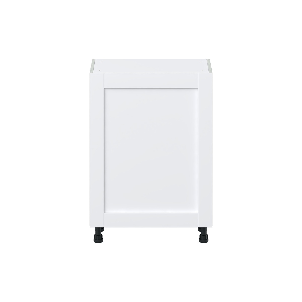 Dahlia Bright White  Shaker Assembled Shallow Base Cabinet with a Full High Door and 3 Inner Drawers (24 in. W x 34.5 in. H x 14 in. D)