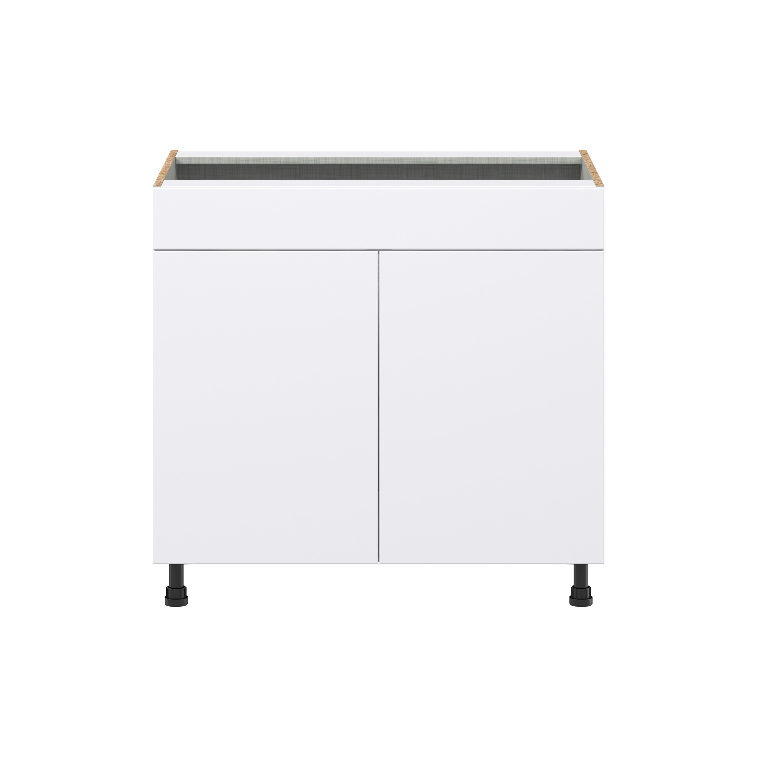 Dahlia Bright White  Shaker Assembled Sink Base Cabinet with 2 Doors and 1 False Front (36 in. W x 34.5 in. H x 24 in. D)