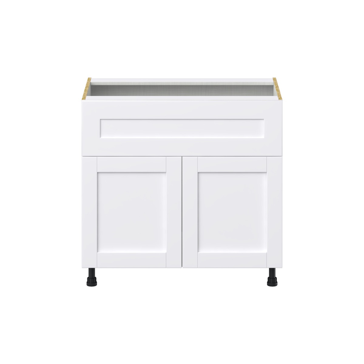 Dahlia Bright White  Shaker Assembled Cooktop Base Cabinet with 2 Doors and a 10 in. Drawer (36 in. W x 34.5 in. H x 24 in. D)