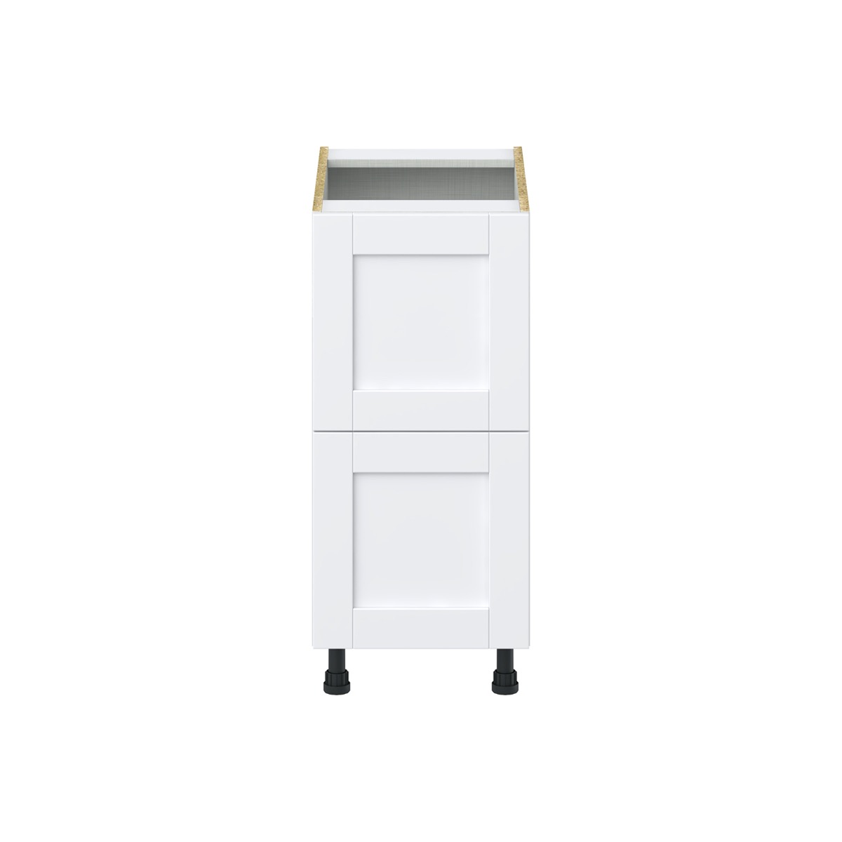 Dahlia Bright White  Shaker Assembled Base Cabinet with 2 Drawers (15 in. W x 34.5 in. H x 24 in. D)