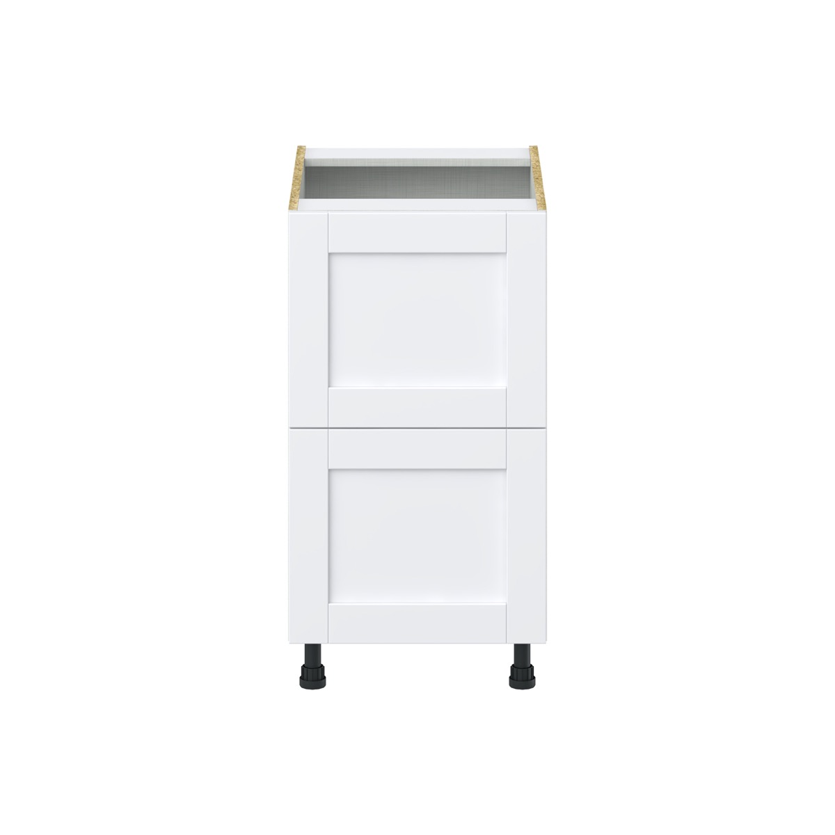 Dahlia Bright White  Shaker Assembled Base Cabinet with 2 Drawers (18 in. W x 34.5 in. H x 24 in. D)