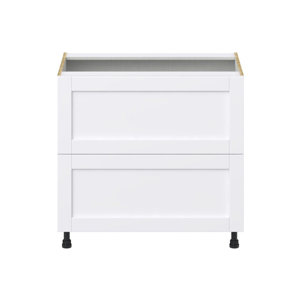 Dahlia Bright White  Shaker Assembled Base Cabinet with 2 Drawers (36 in. W x 34.5 in. H x 24 in. D)