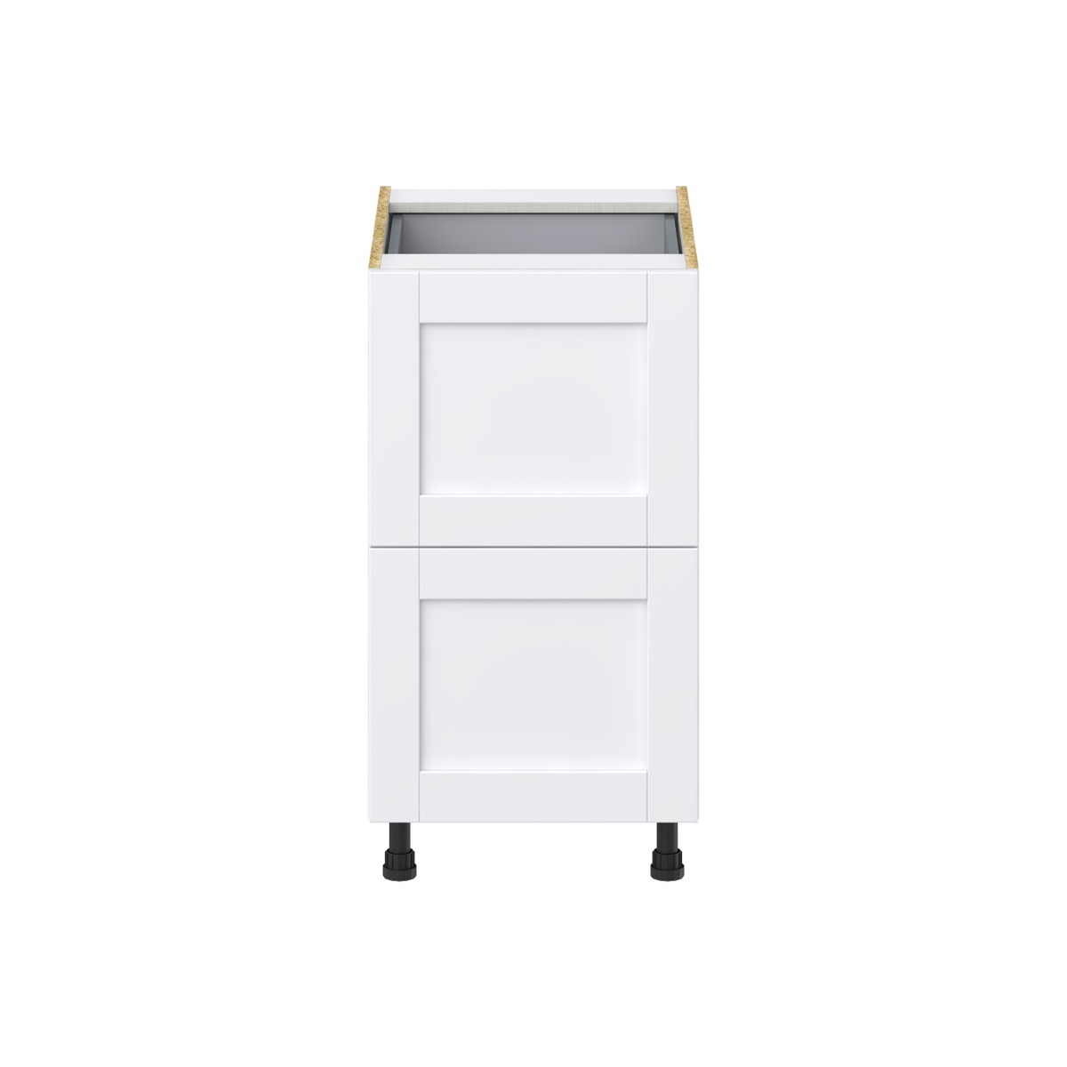 Dahlia Bright White  Shaker Assembled Base Cabinet with 2 Drawers and 1 Inner Drawer (18 in. W x 34.5 in. H x 24 in. D)