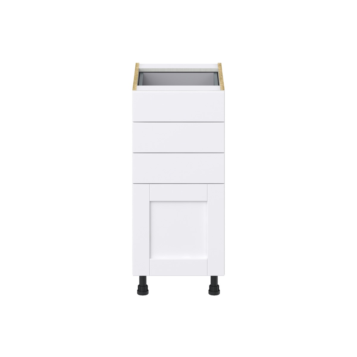 Dahlia Bright White  Shaker Assembled Base Cabinet with 4 Drawers (15 in. W x 34.5 in. H x 24 in. D)