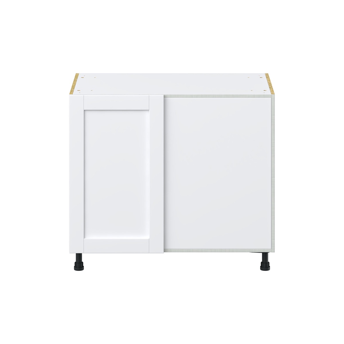 Dahlia Bright White  Shaker Assembled Blind Base Corner  Cabinet with Right Pull Out (39 in. W x 34.5 in. H x 24 in. D)