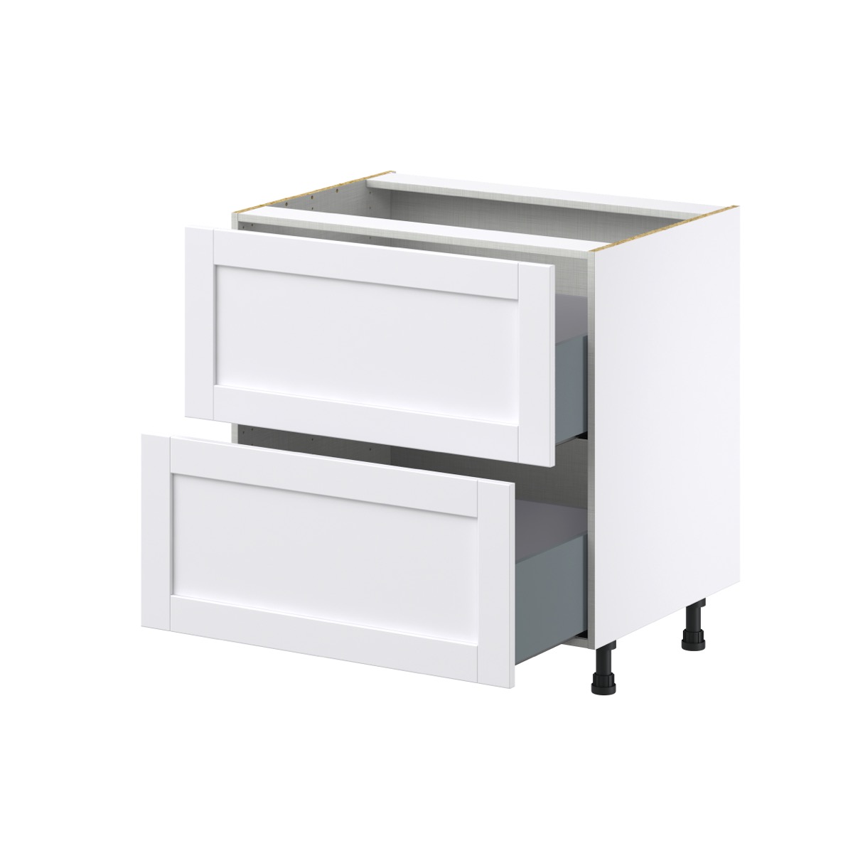 Dahlia Bright White  Shaker Assembled Base Cabinet with 2 Drawers (33 in. W X 34.5 in. H X 24 in. D)