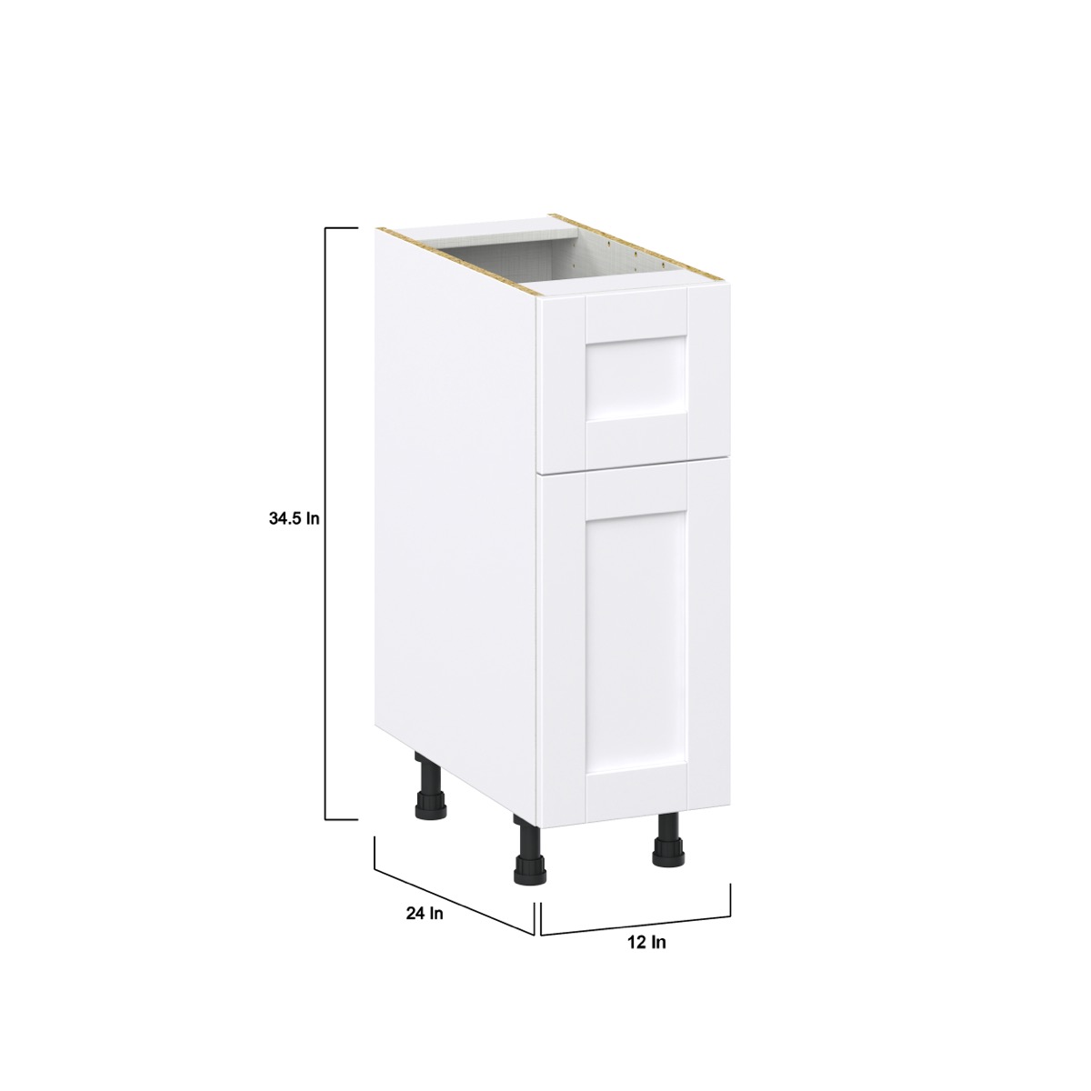 Dahlia Bright White  Shaker Assembled Base Cabinet with 1 Door and a 10 in. Drawer (12 in. W X 34.5 in. H X 24 in. D)