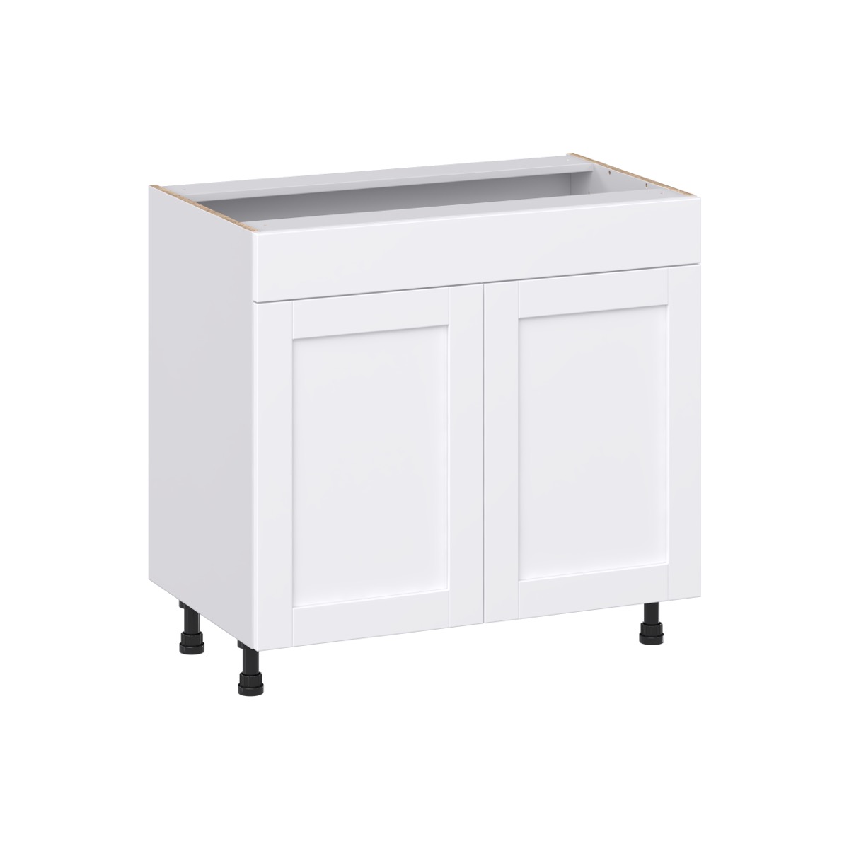 Dahlia Bright White Shaker Assembled 36 in. W x 34.5 in.H x 21 in. D Vanity Sink Base Cabinet with False Front