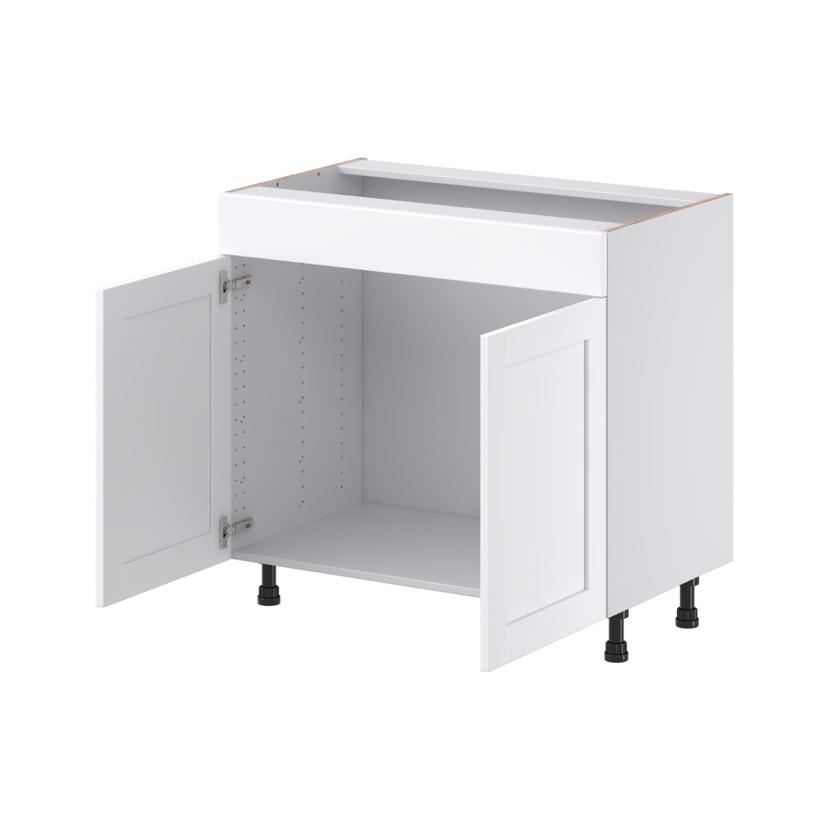 Dahlia Bright White Shaker Assembled 36 in. W x 34.5 in.H x 21 in. D Vanity Sink Base Cabinet with False Front