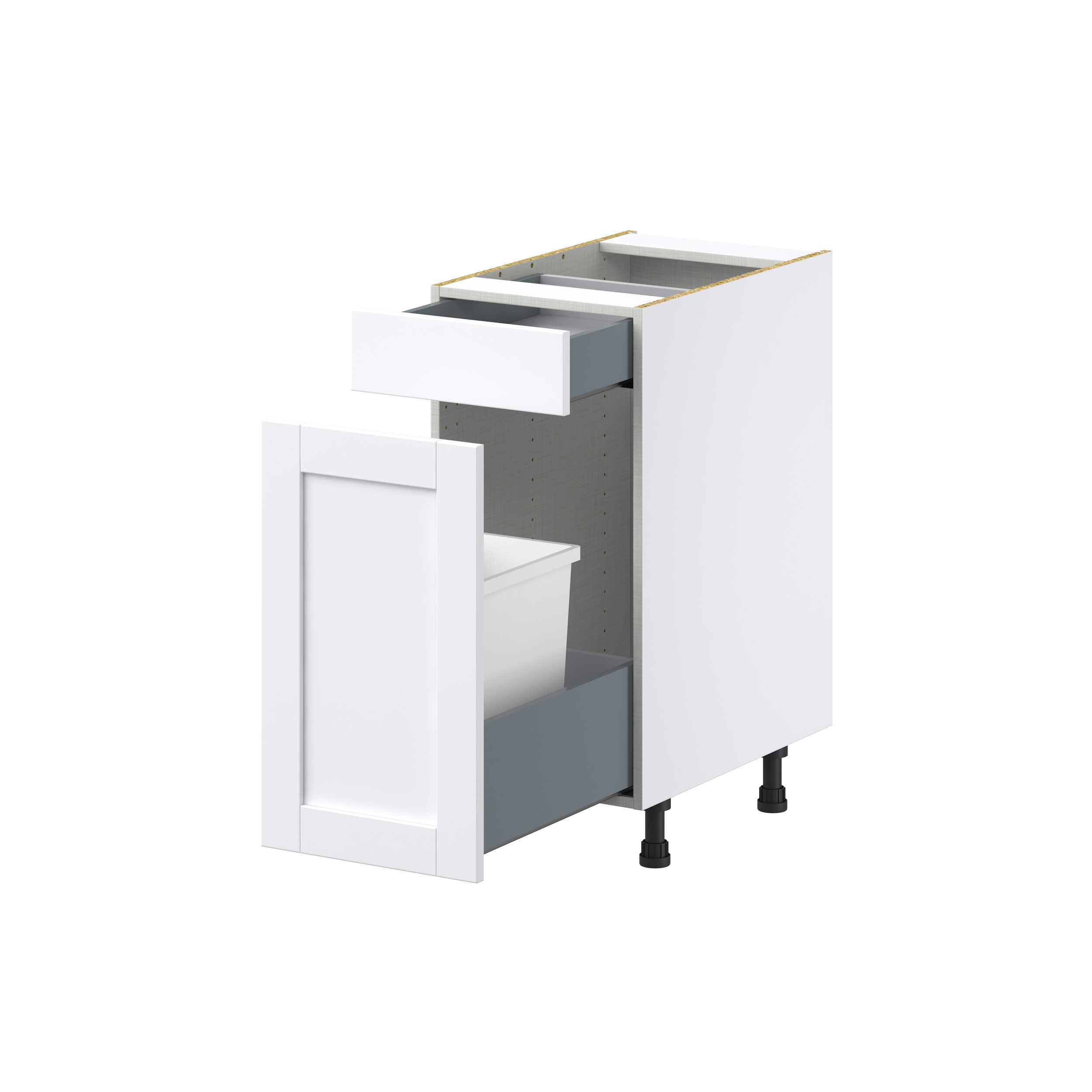 Dahlia Bright White  Shaker Assembled Base Cabinet With a Pull Out (15 in. W x 34.5 in. H x 24 in. D)