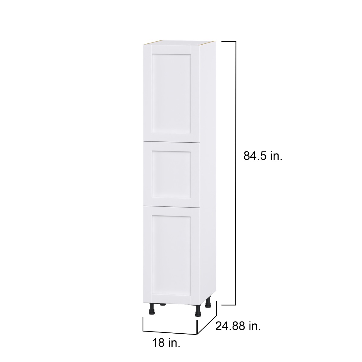 Dahlia Bright White  Shaker Assembled Pantry Cabinet with 2 Doors and 4 Inner Drawers (18 in. W X 84.5 in. H X 24 in. D)