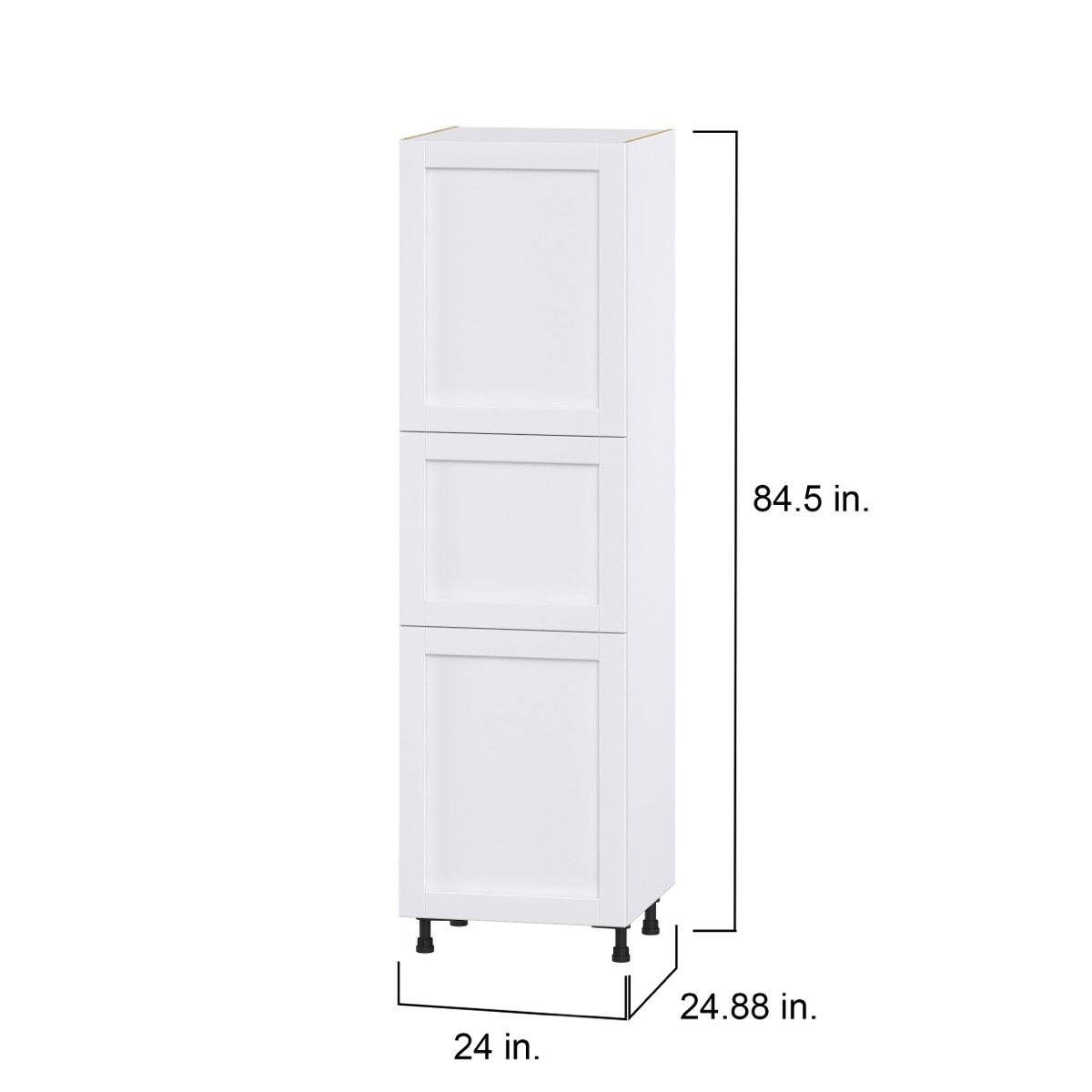 Dahlia Bright White  Shaker Assembled Pantry Cabinet with 2 Doors and 4 Inner Drawers (24 in. W X 84.5 in. H X 24 in. D)